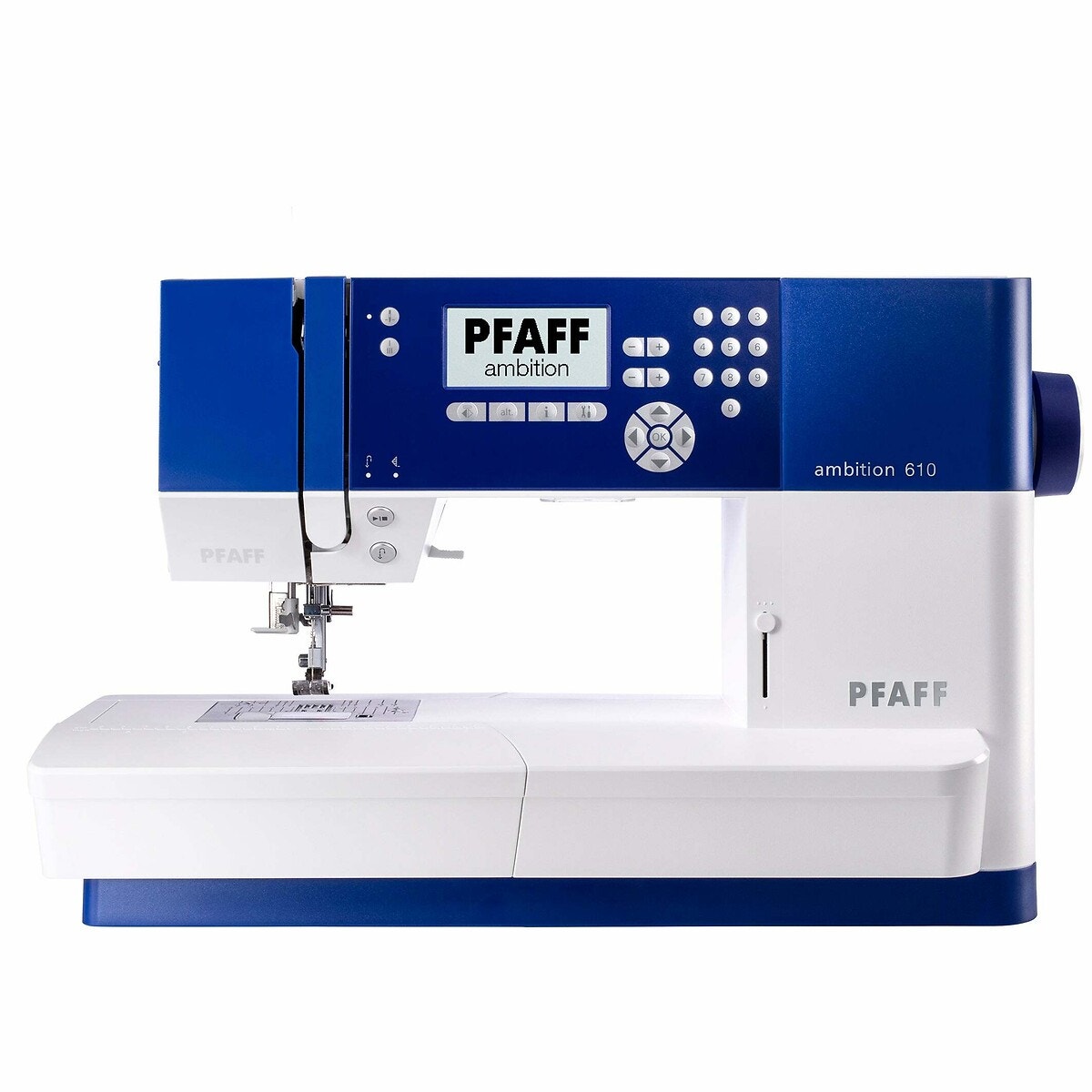 Machine À Coudre Électronique Ambition 610 bleu + blanc, PFAFF