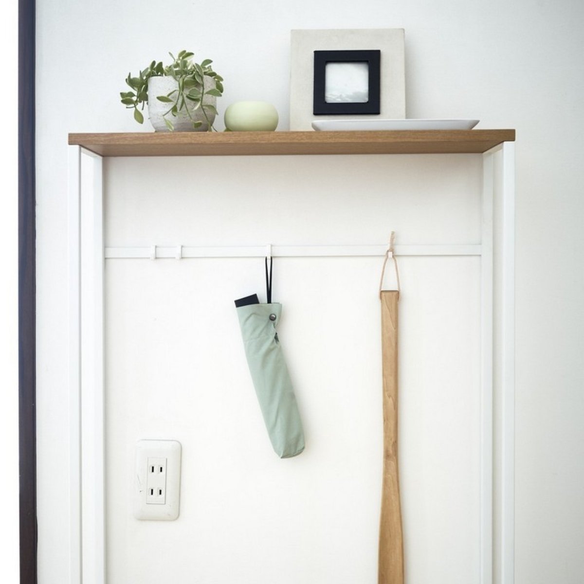 Table console ultra fine métal bois TOWER blanc, YAMAZAKI