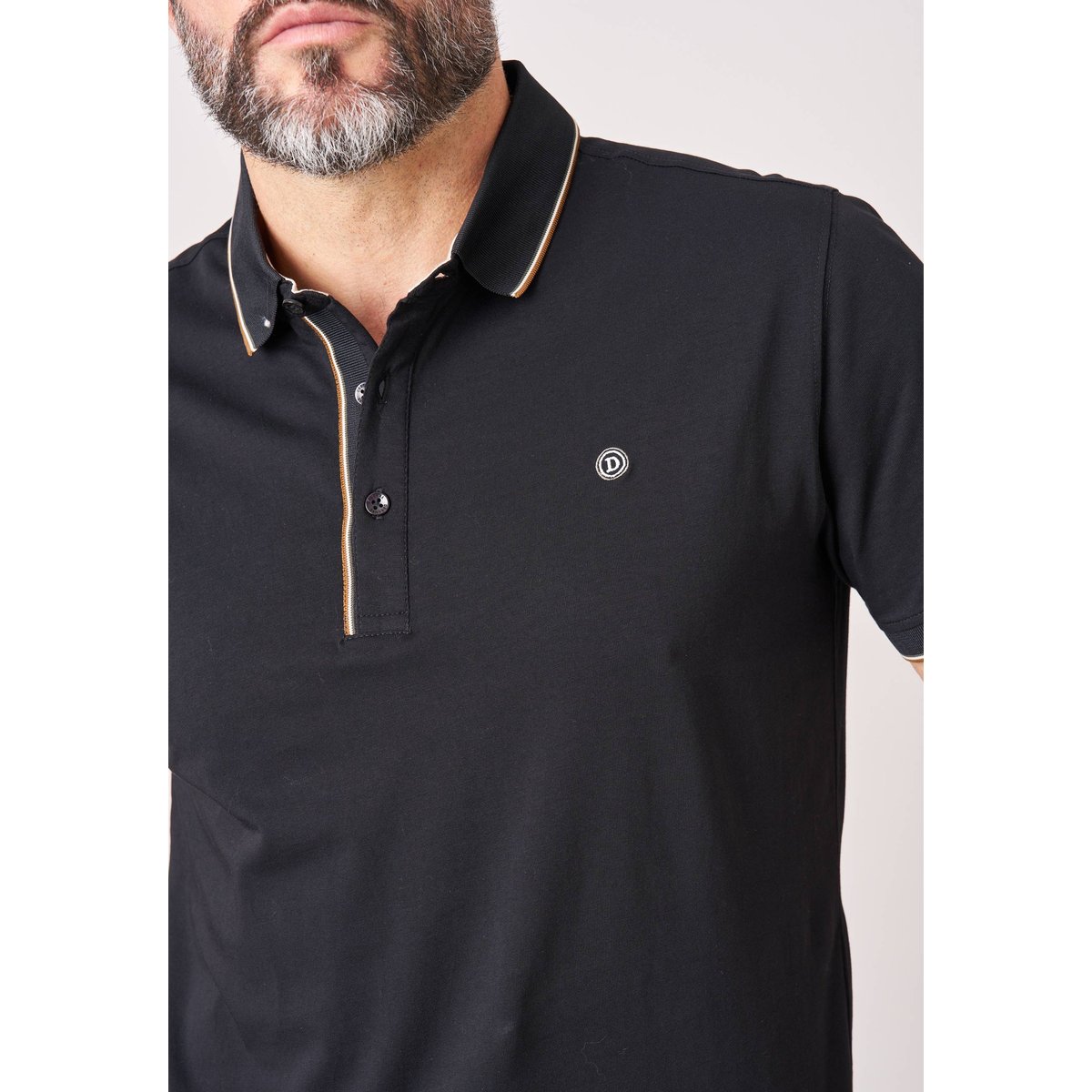 Polo regular homme avec col rayé SLATE black, DEELUXE