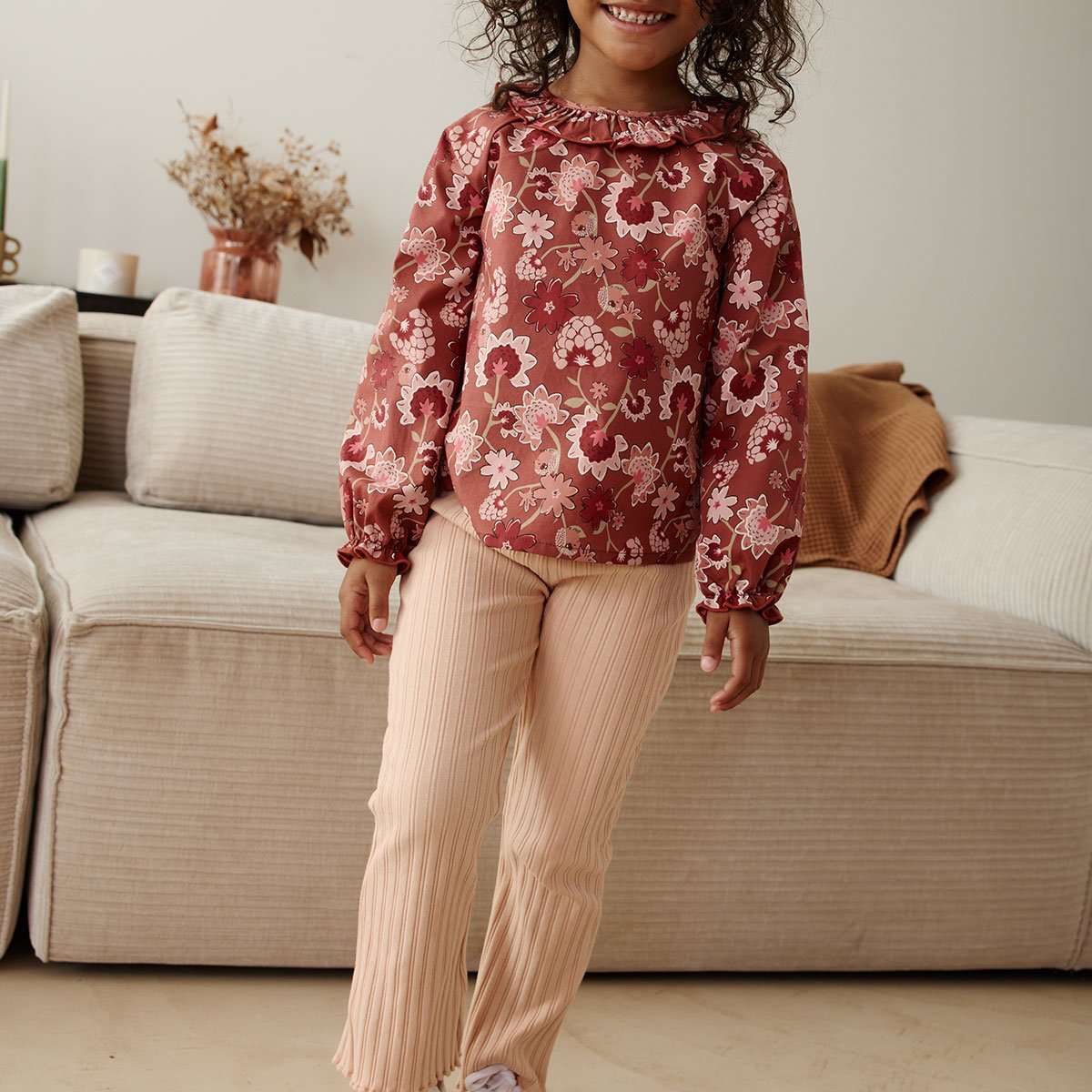 Lot de 2 leggings enfant côtelés Léa rose, PETIT BEGUIN