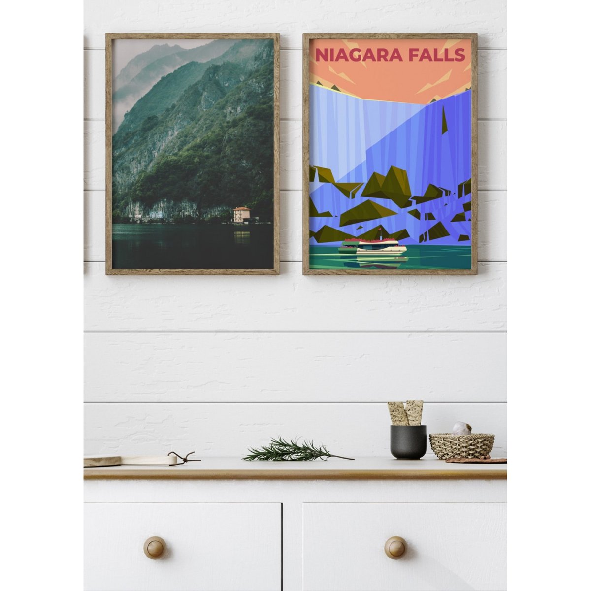 Affiche Niagara Falls blanc, L'AFFICHERIE