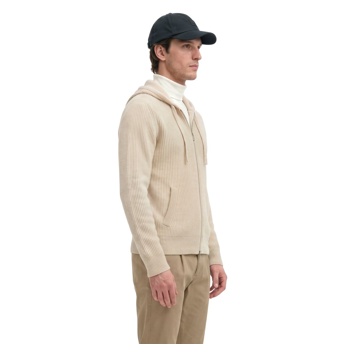 Cardigan à capuche, coupe classique en mélange de laine vierge douce beige, MARC O'POLO