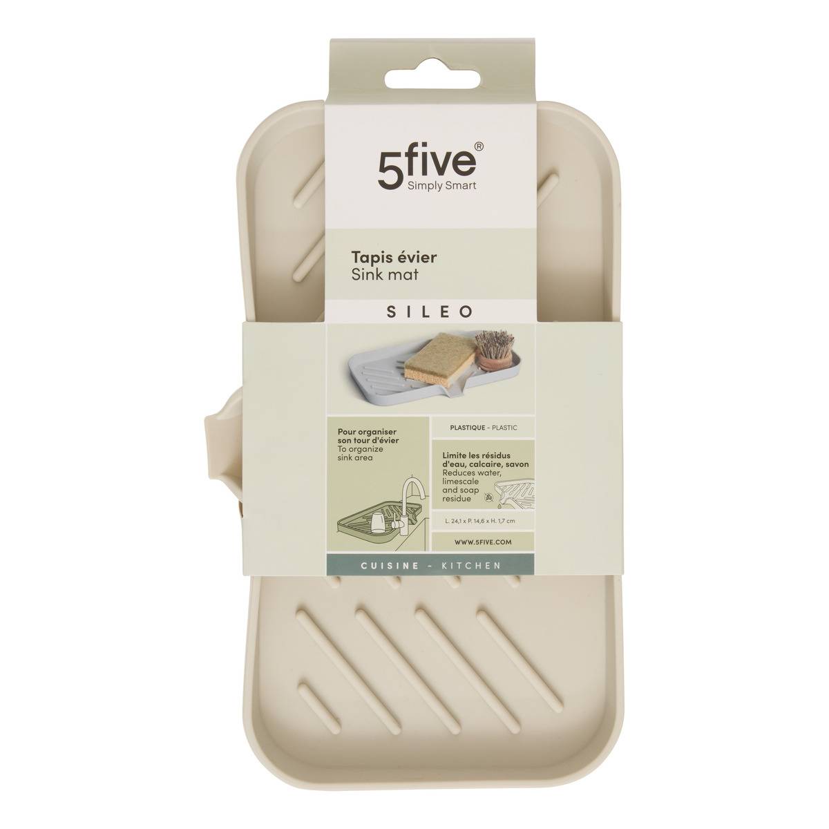 Tapis pour évier SILEO gris, 5FIVE SIMPLY SMART