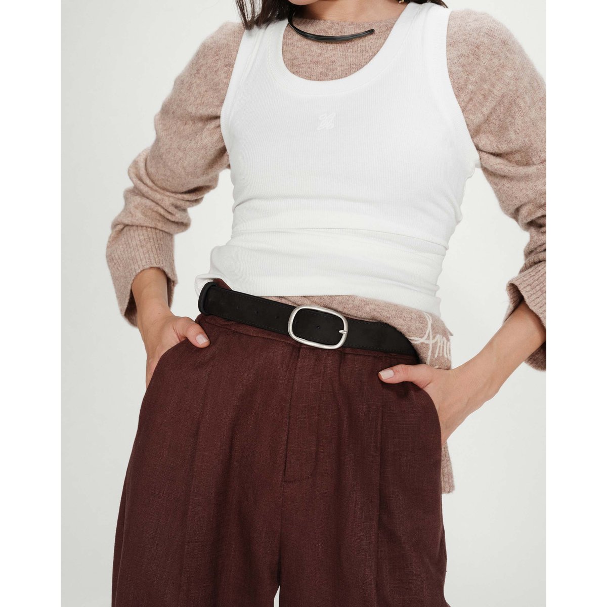 Ceinture en suède à boucle métal argenté noir Vikander noir, GRACE & MILA