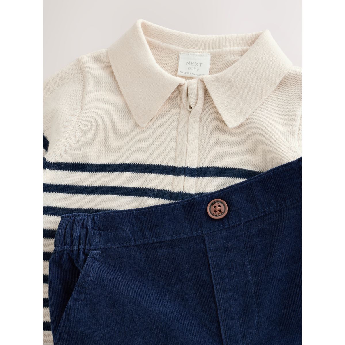 Ensemble bébé avec haut en maille et pantalon rayures bleu/crème, NEXT
