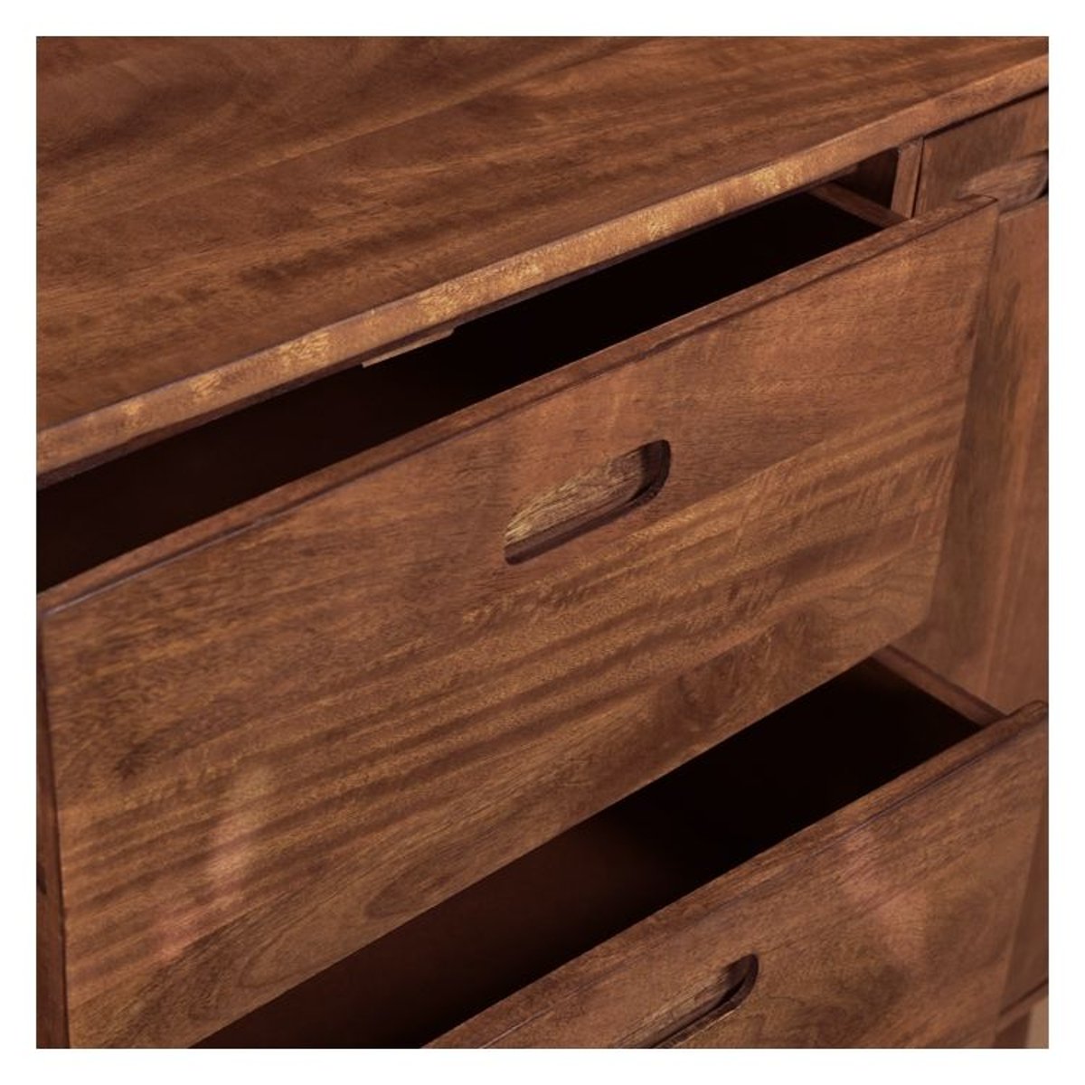 Buffet en bois massif 3 portes 3 tiroirs et - COLOMBO bois foncé et détails dorés, MAISON PAVANE