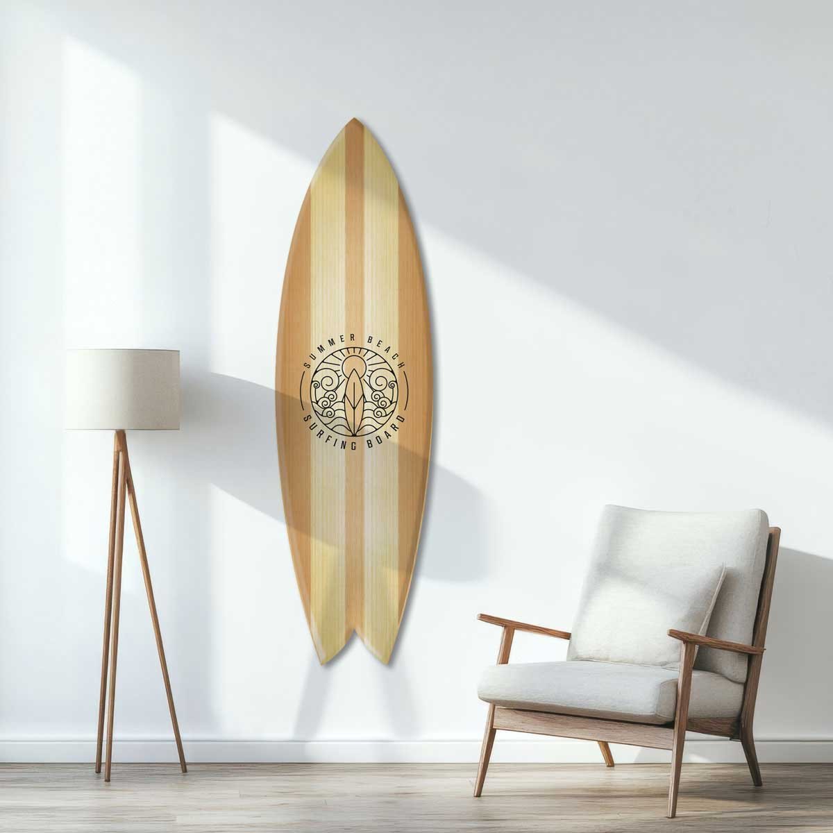 Planche de surf deco Beachwood tableau alu dibond, HEXOA