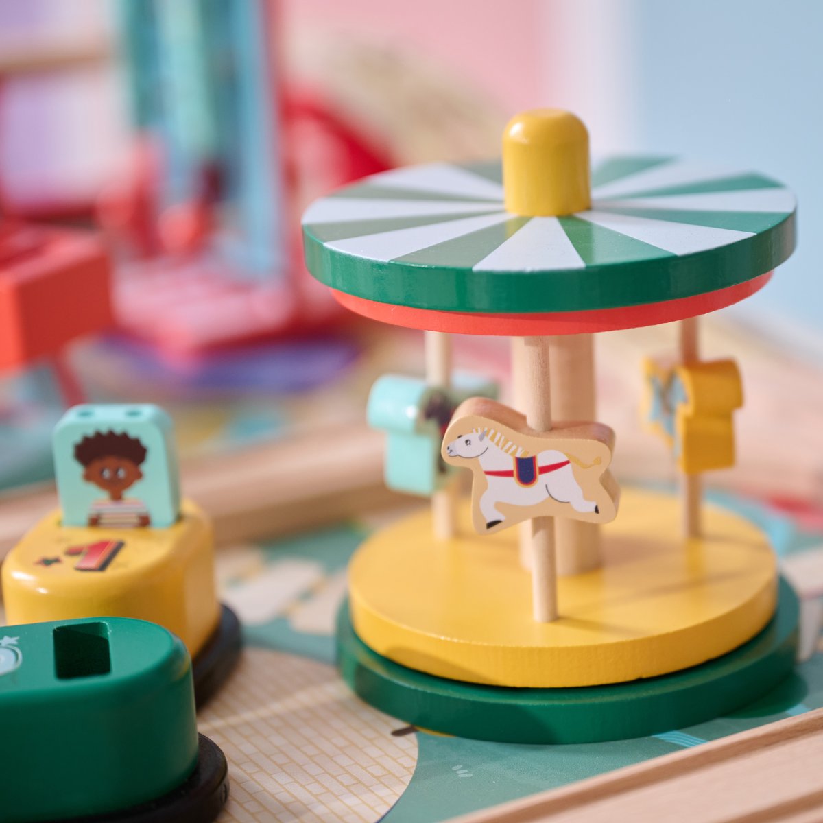 Table de jeu en bois 6 mini-jeux + bac de rangement enfants couleur unique, TEAMSON KIDS