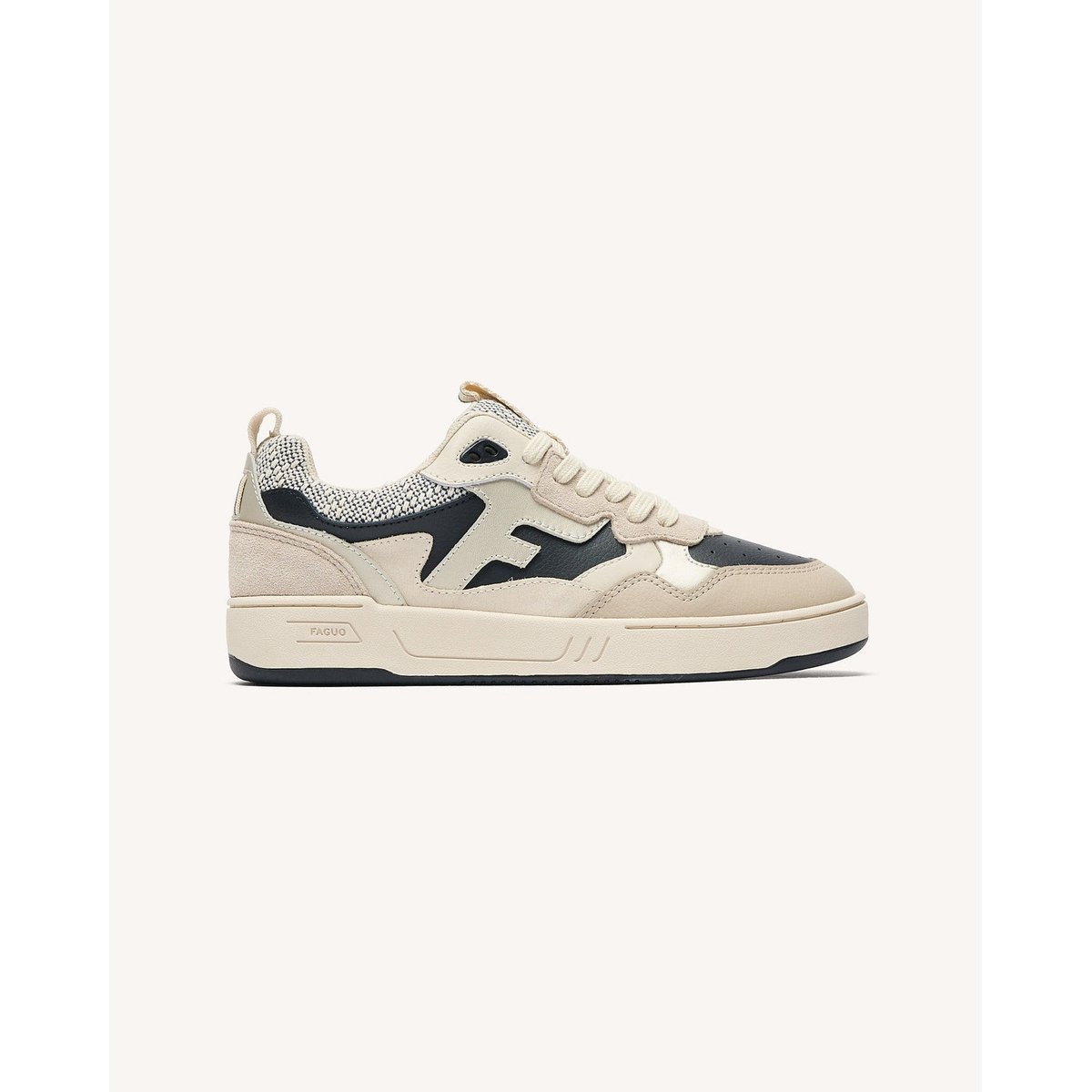 Baskets basses cuir suede DAHLIA noir et dorée, FAGUO