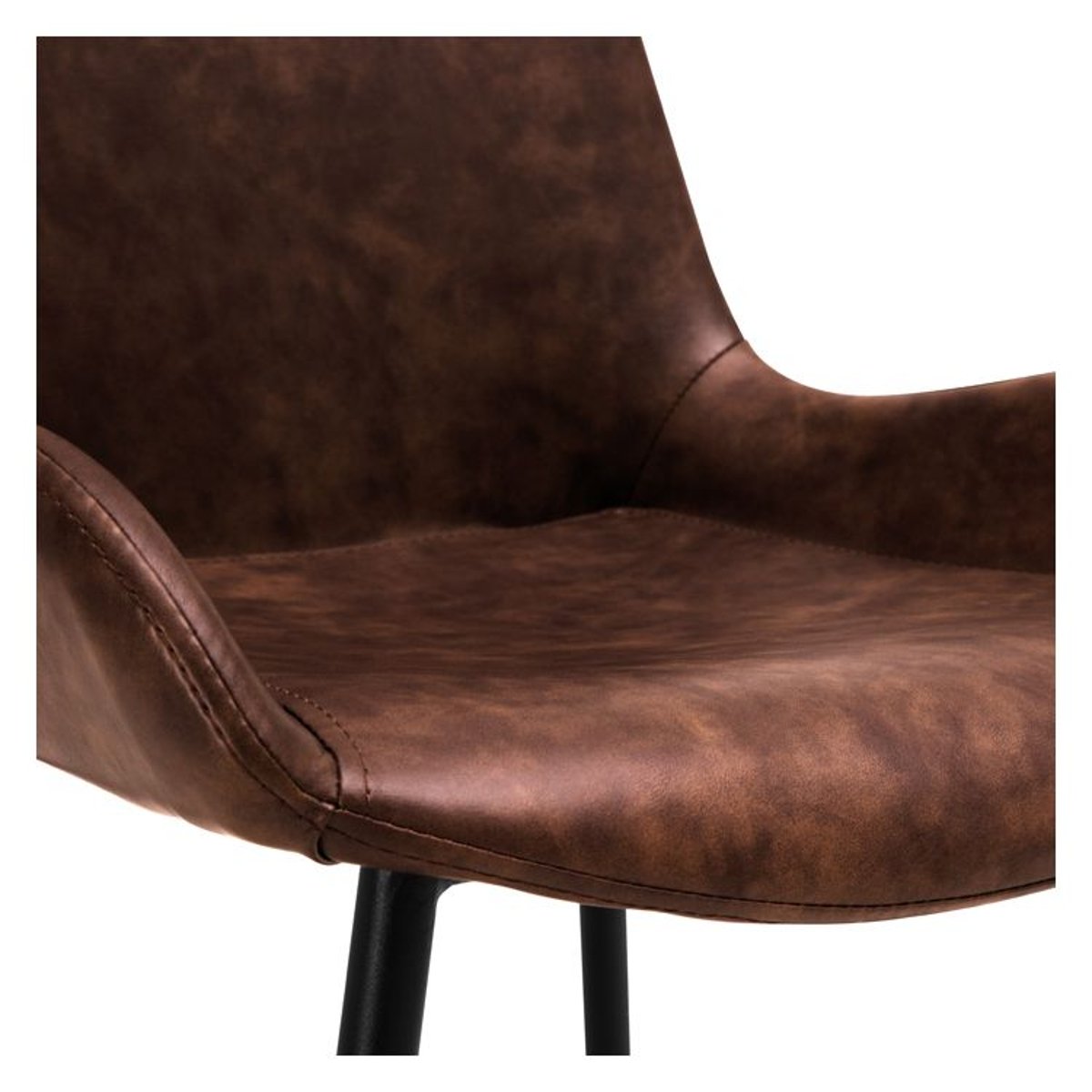 Lot de 2 chaises en cuir synthétique - AUSTIN marron, MAISON PAVANE