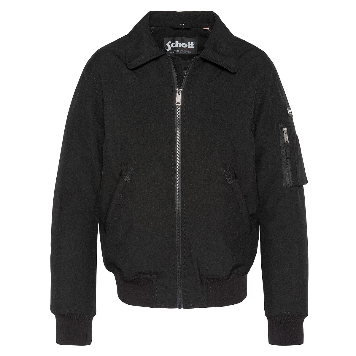 Blouson court col chemise, mi-saison noir, SCHOTT
