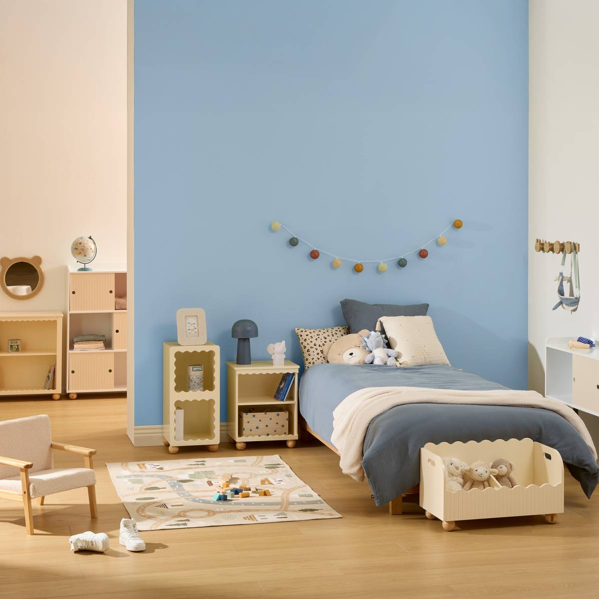 Meuble de rangement enfant 3 portes coulissantes BOULI beige, ATMOSPHERA FOR KIDS