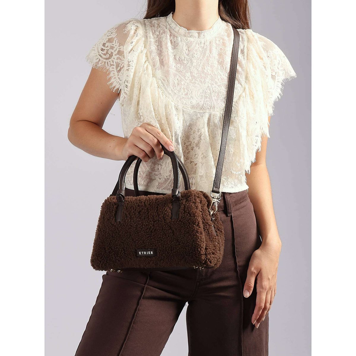 Sac bandoulière Amboise cuir chocolat, ETRIER