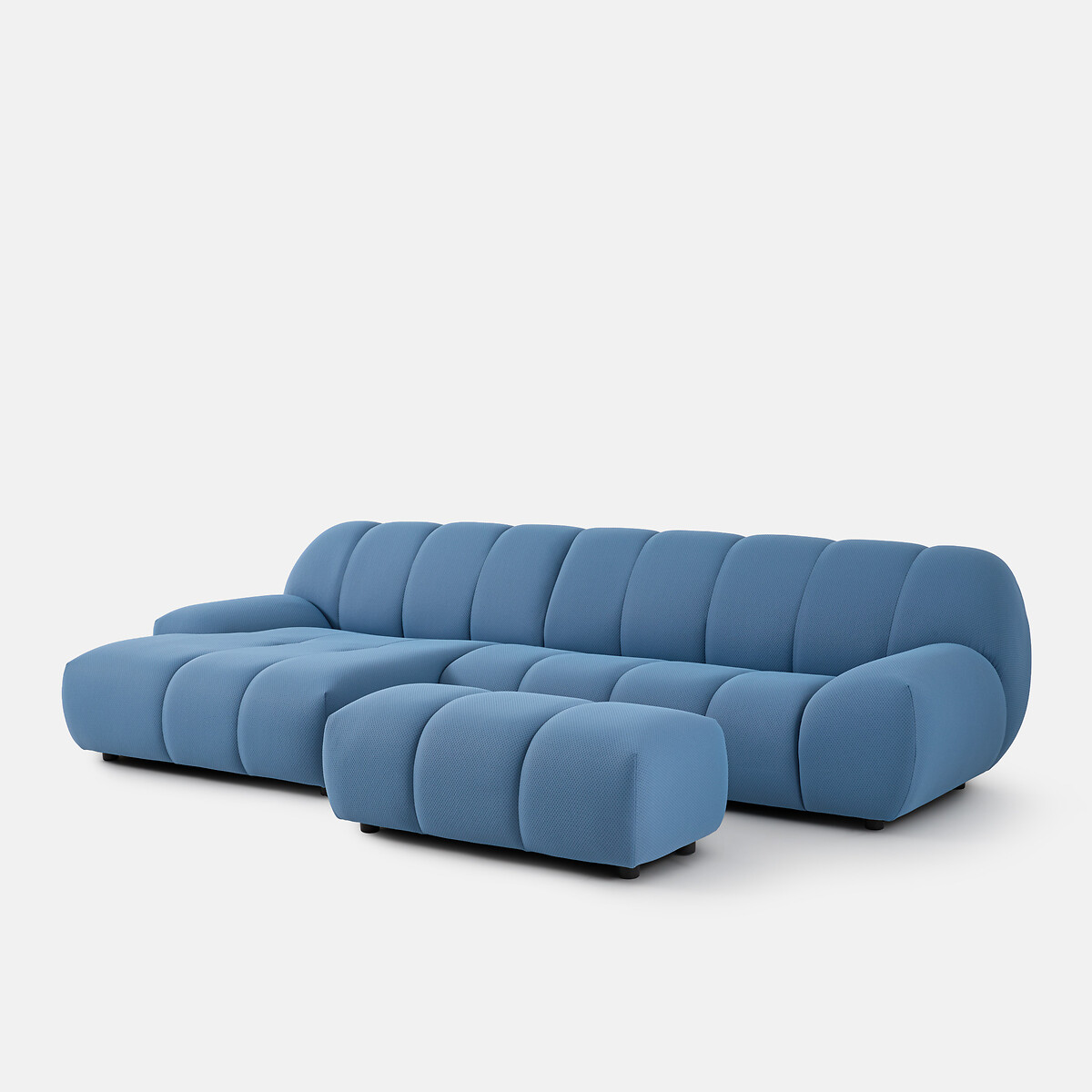 Canapé d'angle gauche, 4 places, en tissu matelassé, NURIA bleu, LA REDOUTE INTERIEURS