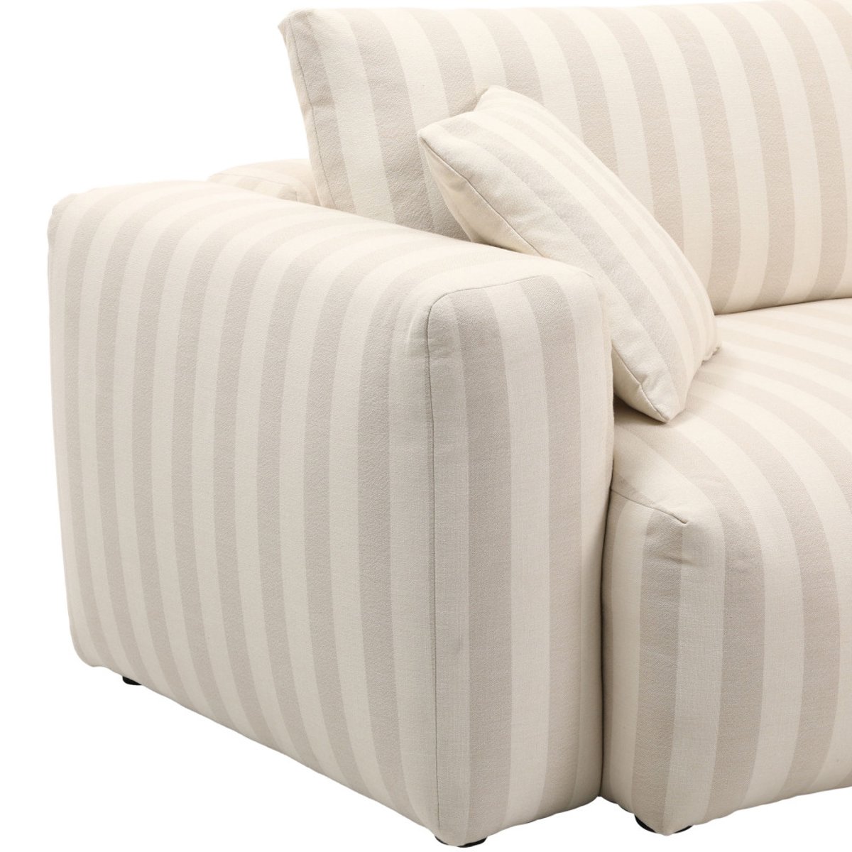 Canapé 3 places en tissu à rayures- LIMONA beige, DRAWER