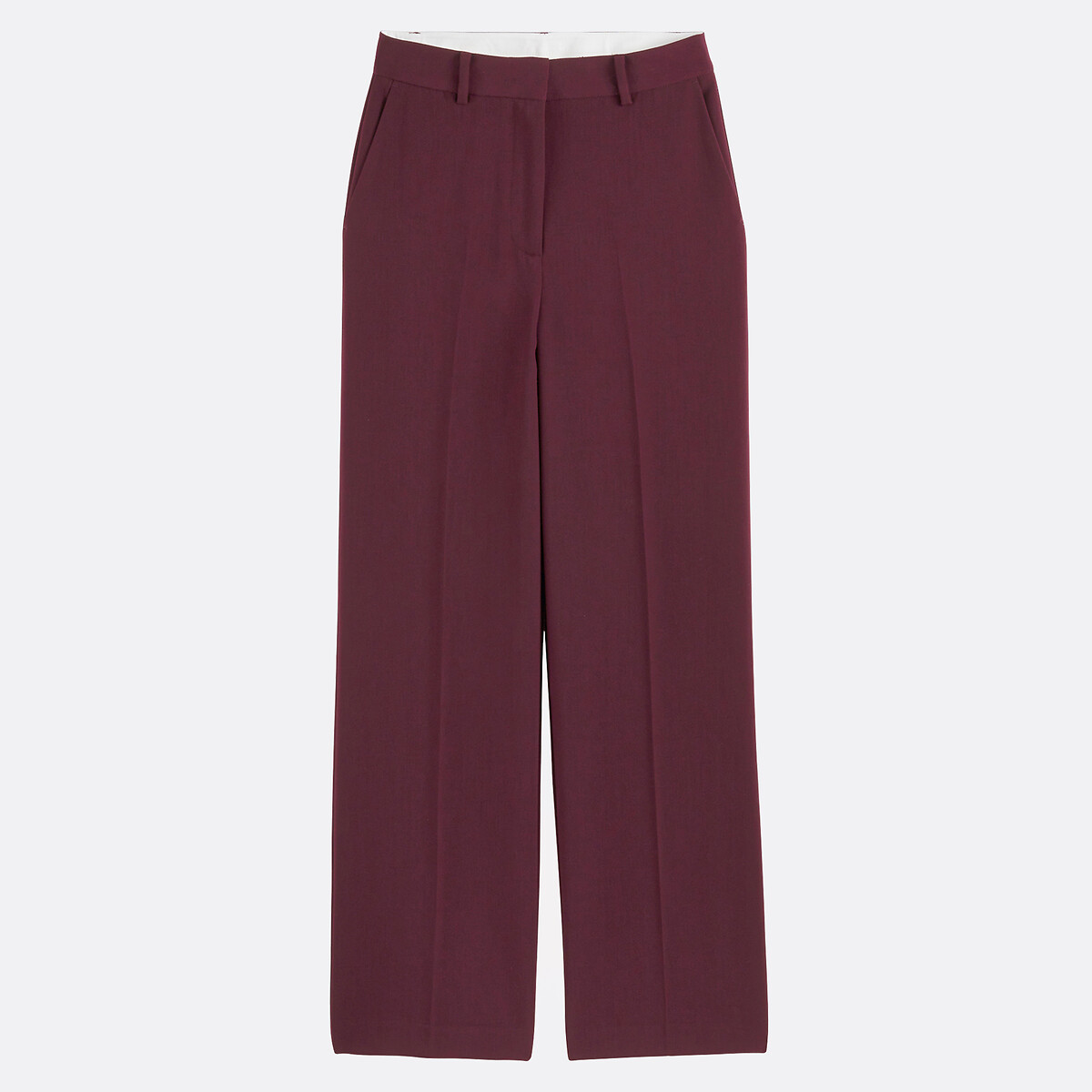 Pantaloni larghi in poliviscosa stretch viola prugna, LA REDOUTE COLLECTIONS