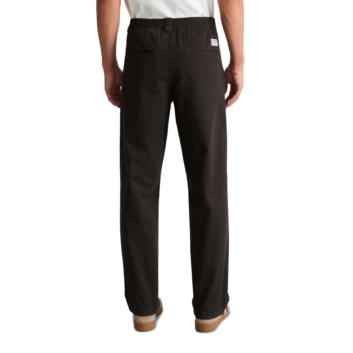 Pantalon modèle Lars à plis larges en sergé de coton bio marron, MARC O’POLO DENIM