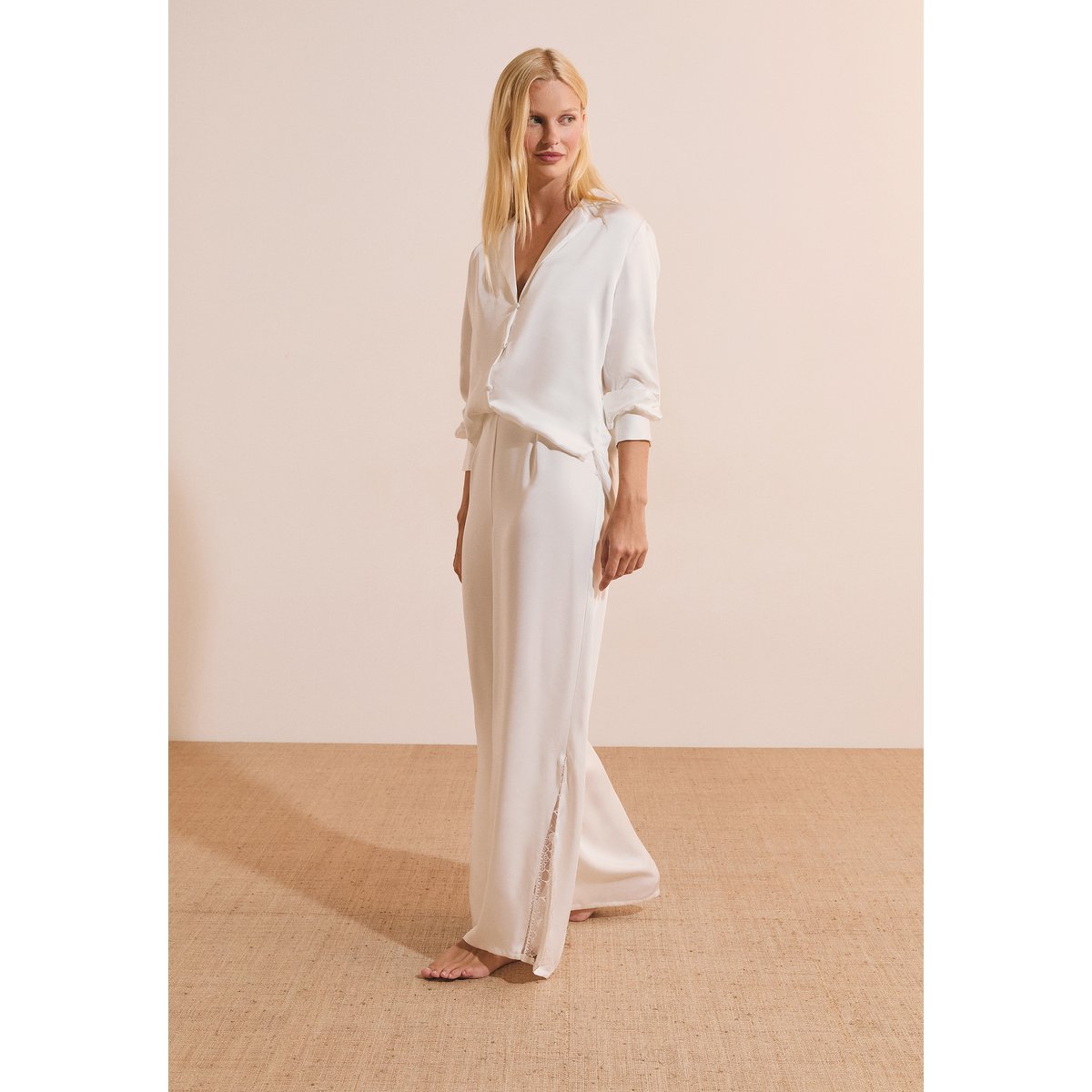 Pantalon de pyjama satiné BRIDAL BLISS blanc, ETAM