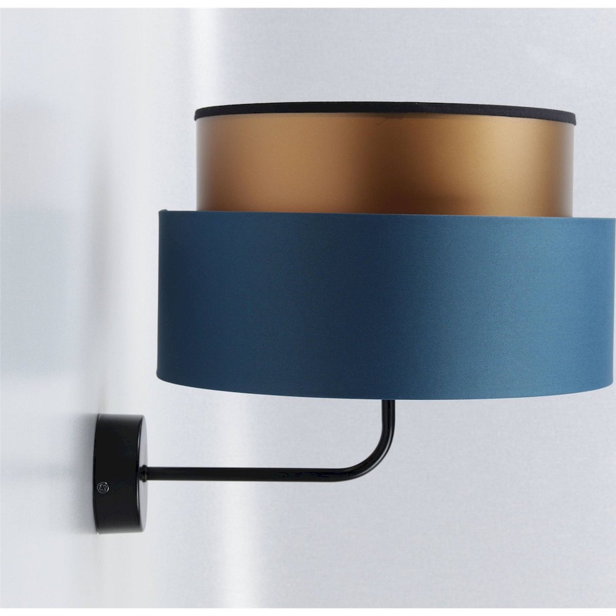 Applique murale ronde en tissu, DUO ÉLÉGANT bleu marine satin et cuivre, BPS KONCEPT