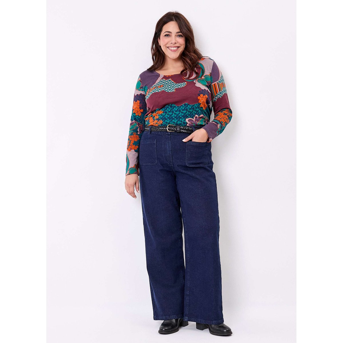 Jean large denim coton stretch MAYA bleu denim maya, LA FIANCÉE