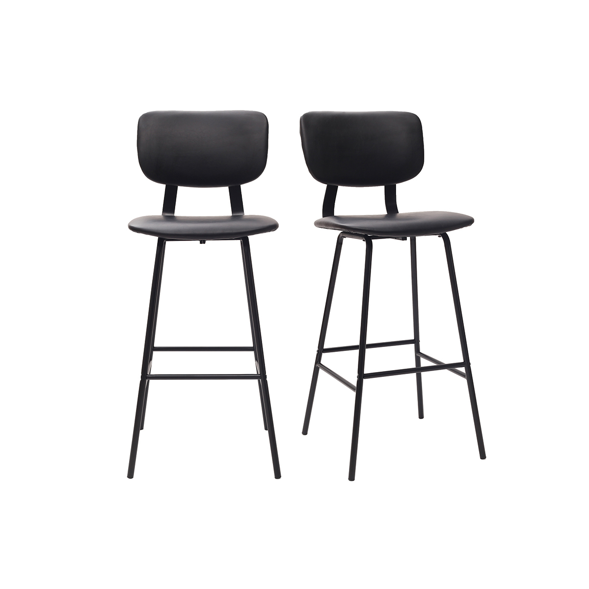 Tabourets de bar vintage noirs avec pieds métal 75 cm (lot de 2) LAB noir, MILIBOO