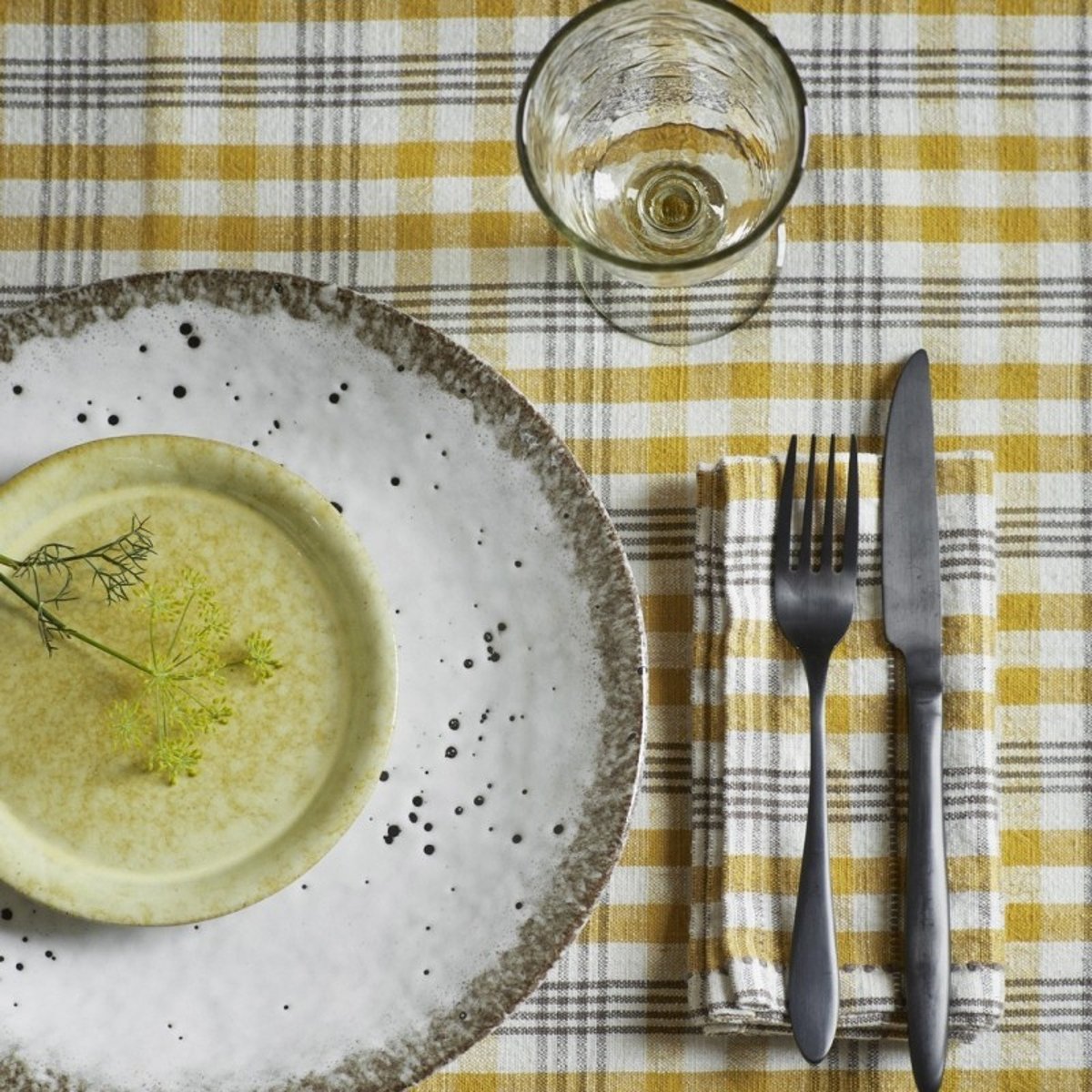 Nappe coton carreaux jaune, MADAM STOLTZ