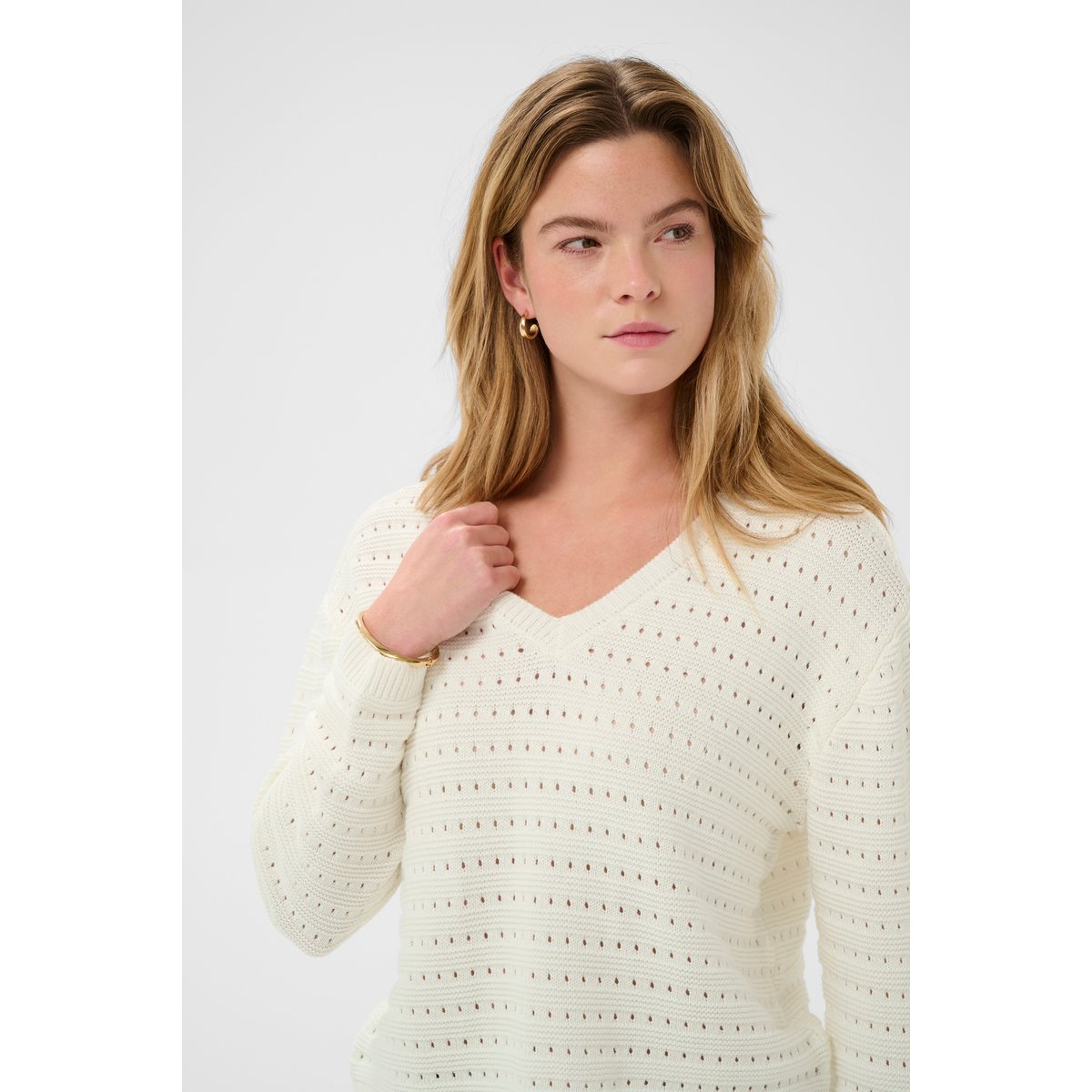 Pullover tricoté blanc, KAFFE
