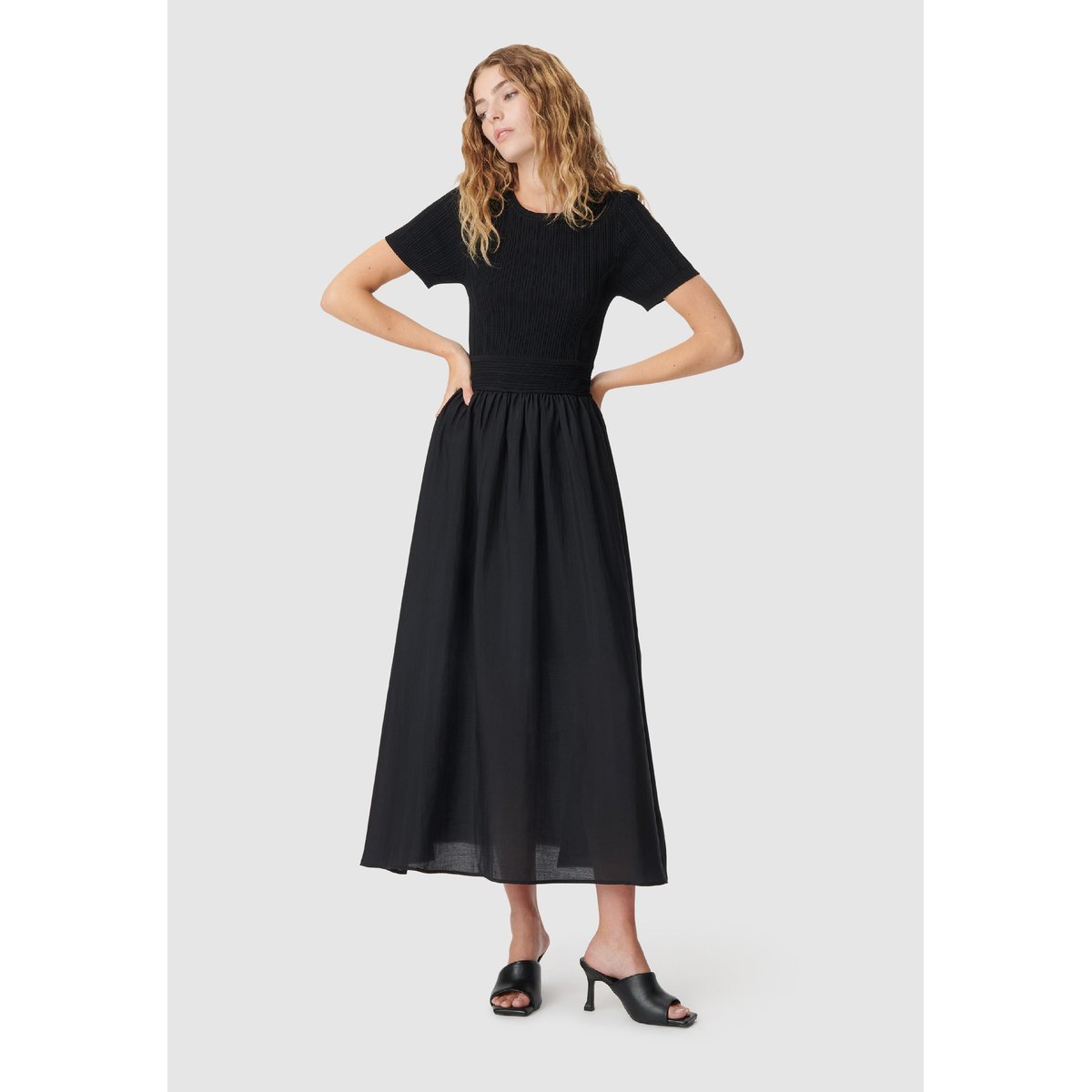 Robe longue bi-matière noir, IKKS