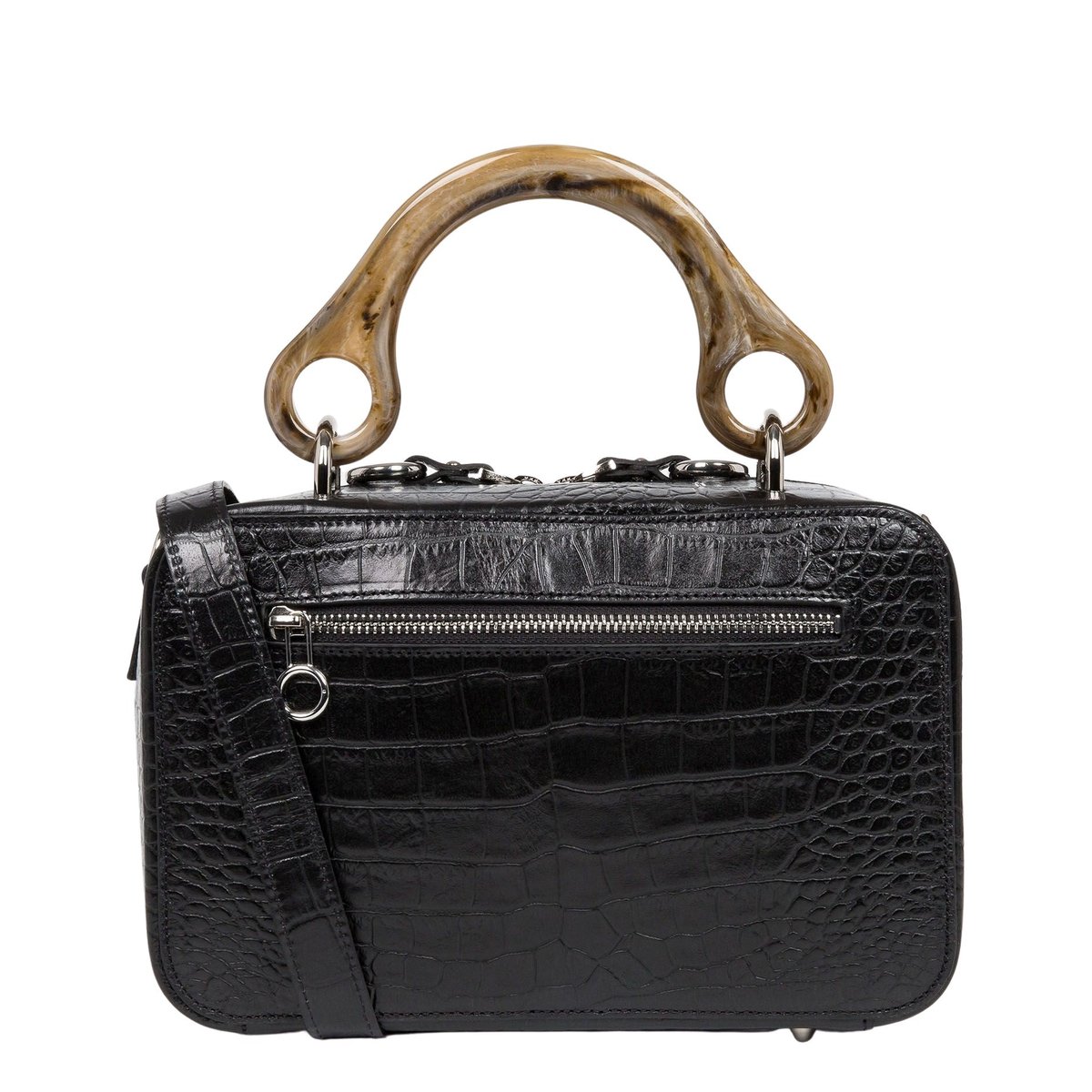 Sac à main zippé MARBLED CUBE CROCO taupe, SEQUOIA