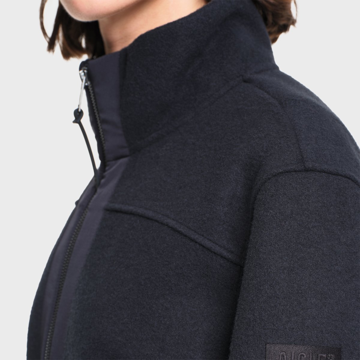 Veste polaire effet laine bouillie col montant noir, AIGLE