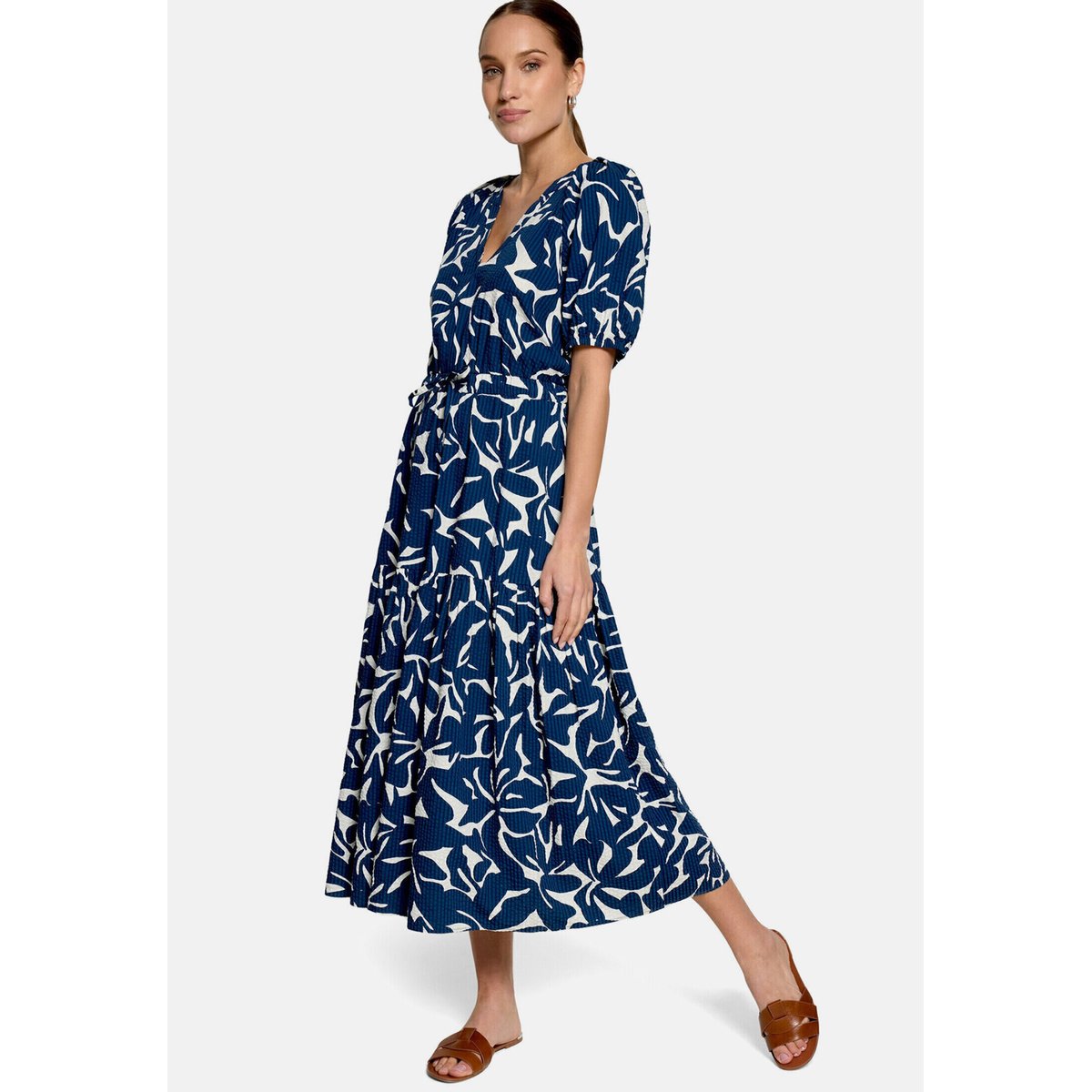 Robe maxi longueur manches courtes blue/cream, ZERO