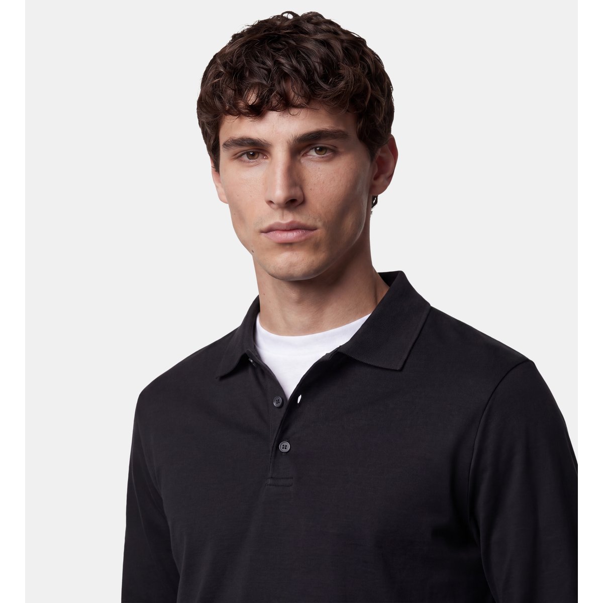 Pull polo teripol en laine mérinos noir, GALERIES LAFAYETTE
