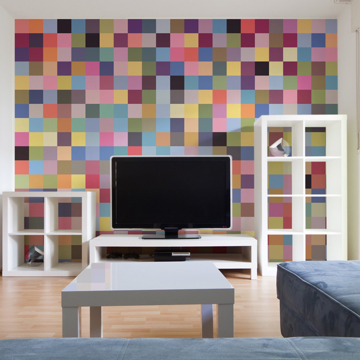 Papier peint intissé panoramique Palette complète de couleurs multicouleur, EDEN