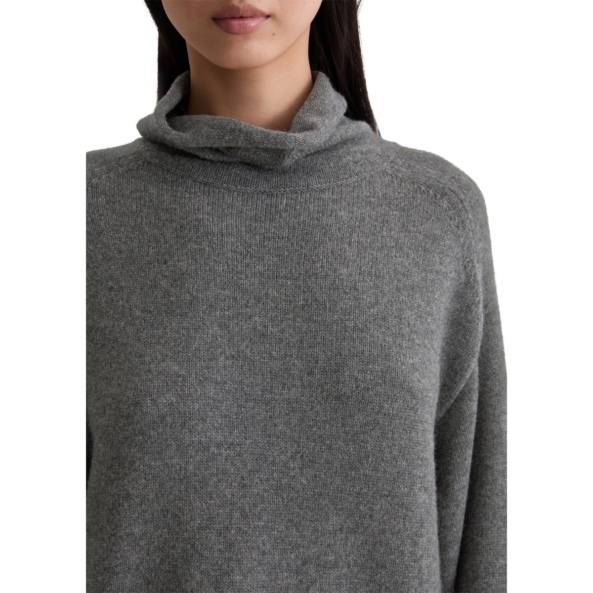 Robe en tricot relaxed en doux mélange de laine mérinos gris foncé, MARC O'POLO
