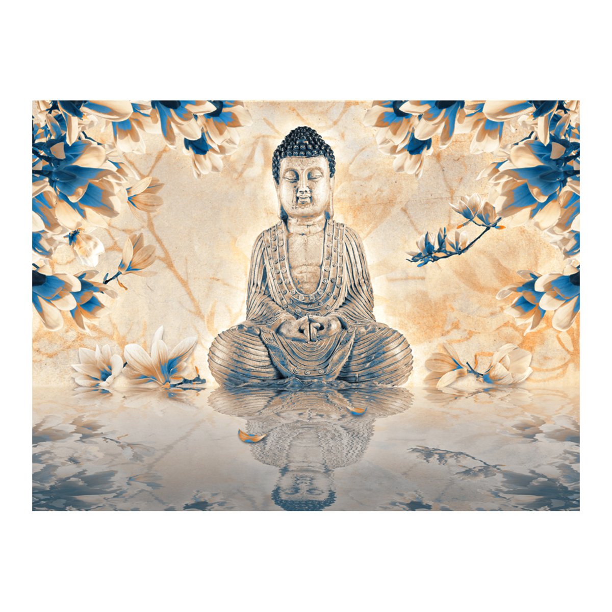 Papier peint intissé panoramique Orient Buddha of prosperity beige, EDEN