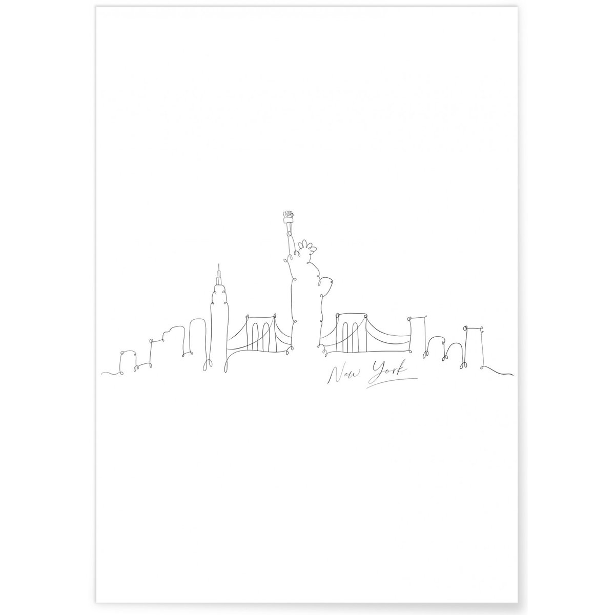 Affiche Line Art New York blanc, L'AFFICHERIE