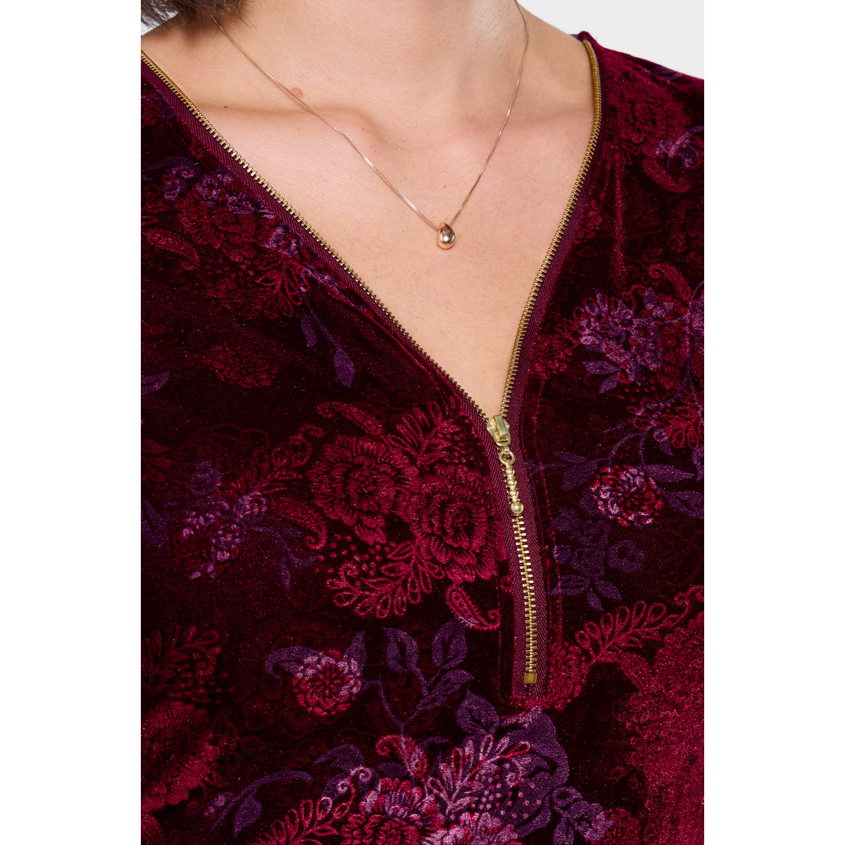 Tunique Imprimée en Velours Zippée Hazel rouge, JOE BROWNS