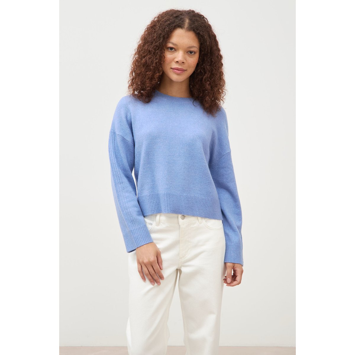 Pull col rond manches longues bleu clair, BONOBO