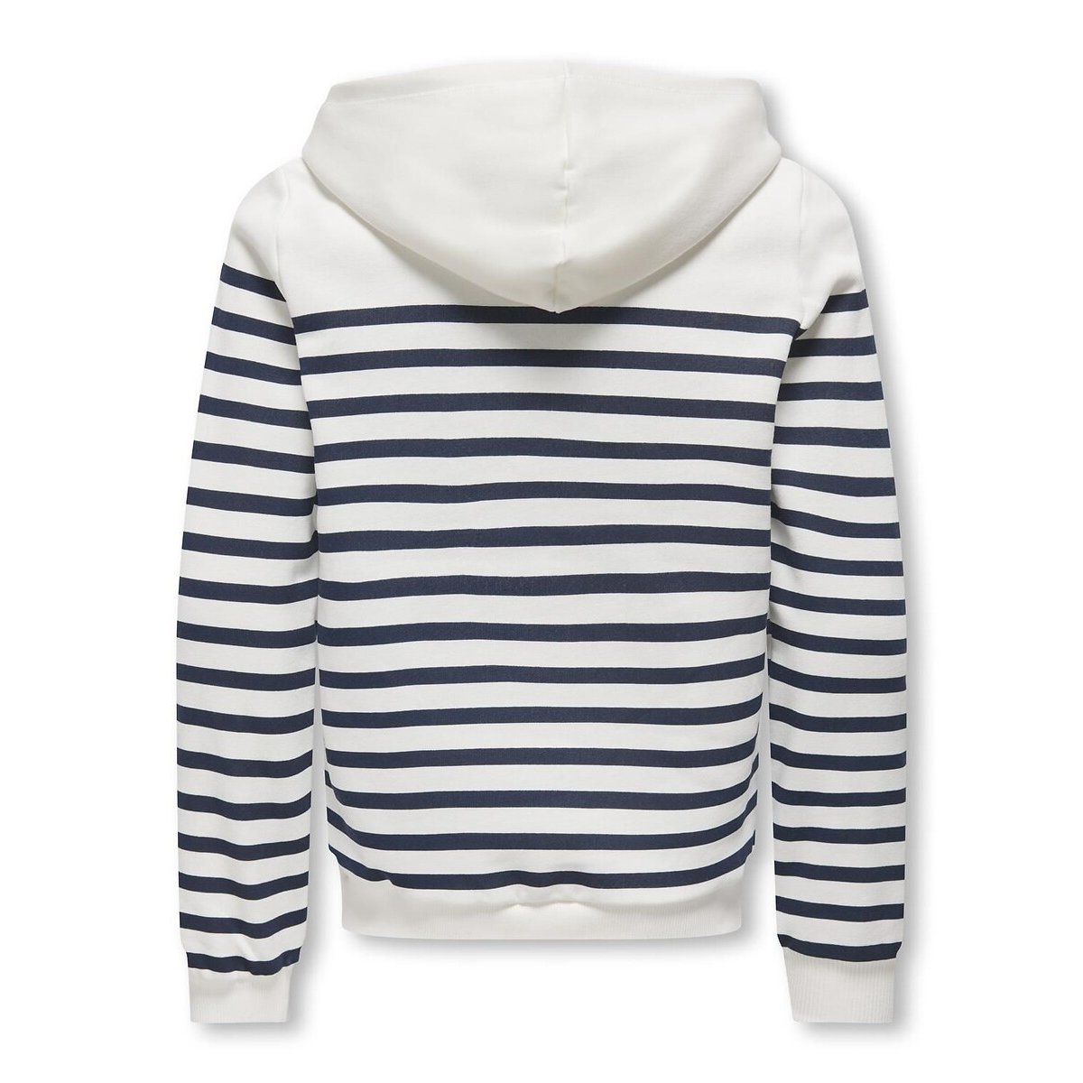 Hoodie in molton gestreept wit/marine, KIDS ONLY