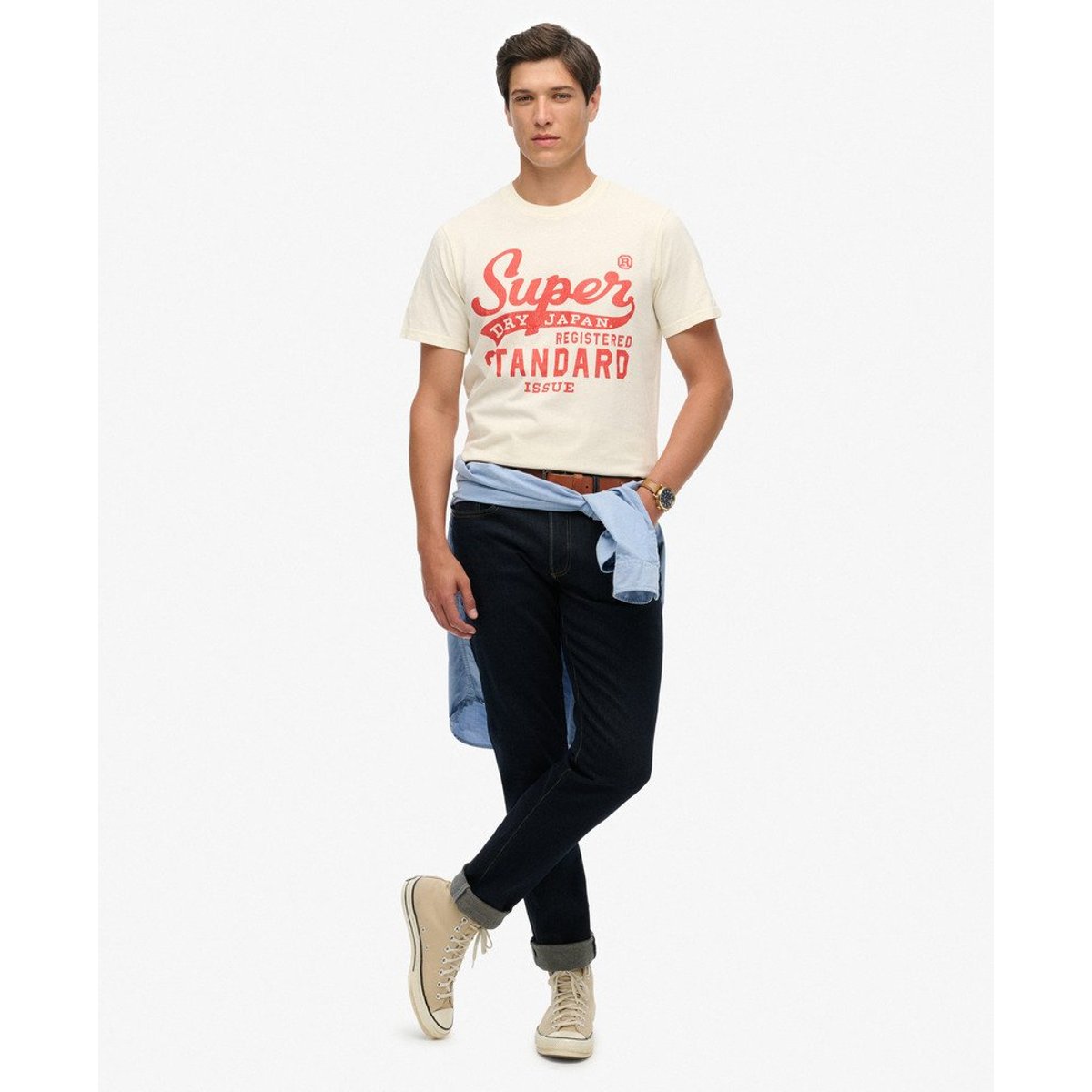 T-shirt Standard Script crème, SUPERDRY