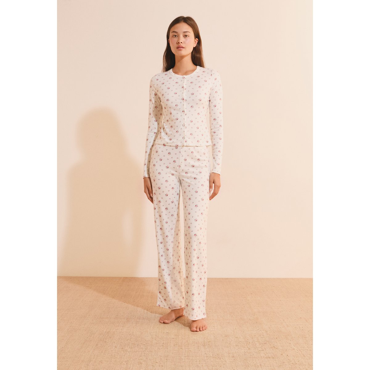 Pantalon de pyjama avec boutons BAYALINE ecru, ETAM