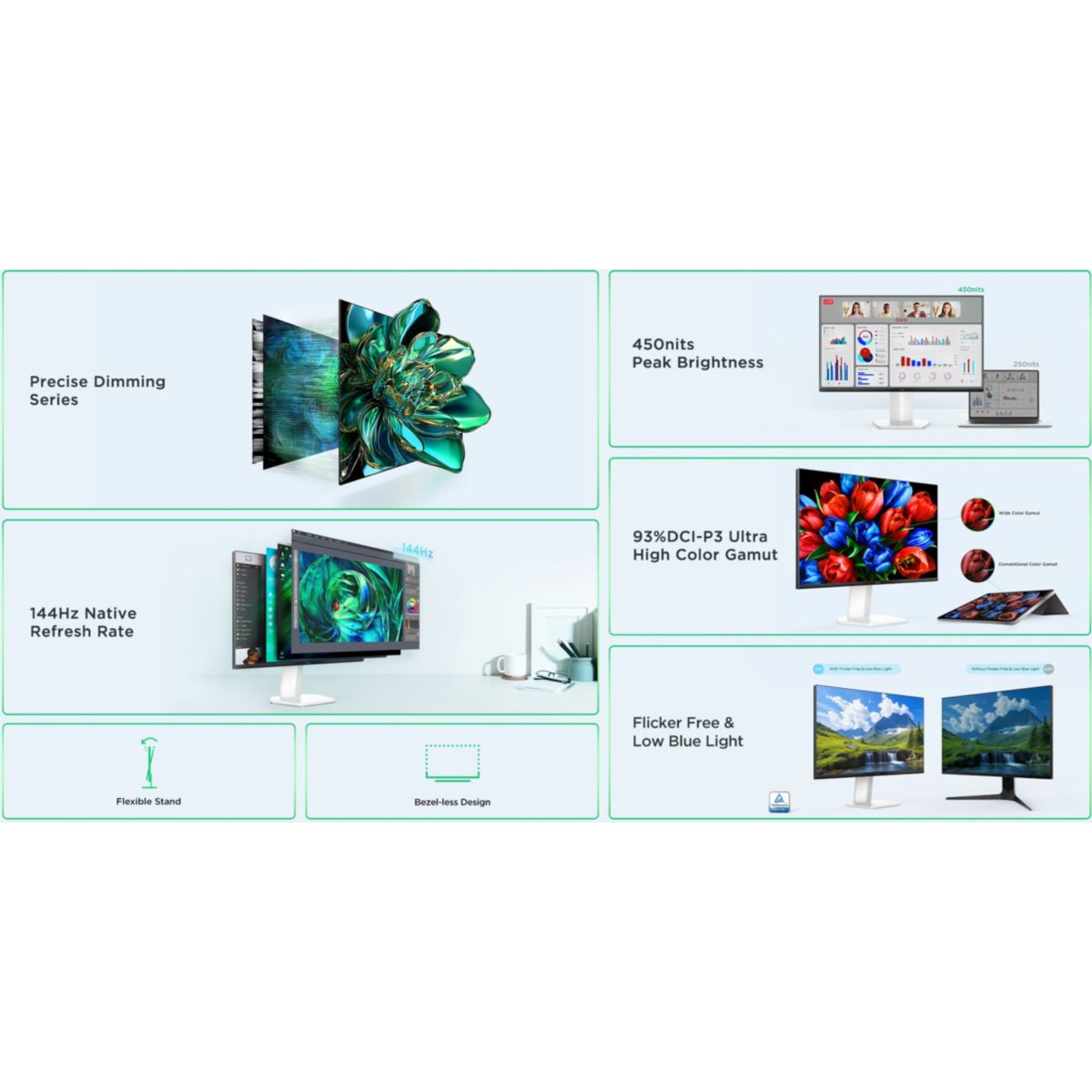 Ecran PC Gamer 25G54 25" Full HD 144Hz VA MiniLED HDR 400 HDMI 2.1 couleur unique, TCL