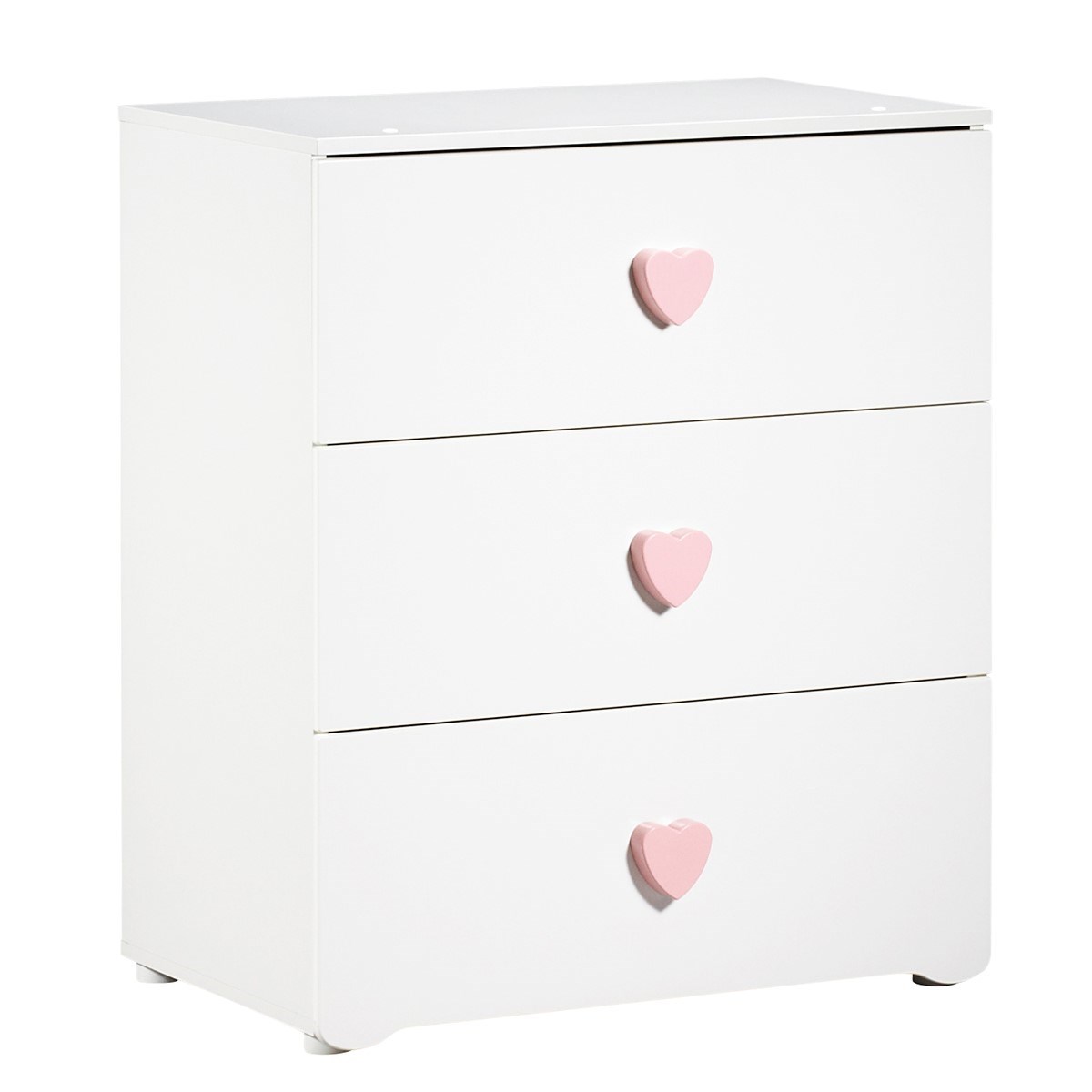 Commode à langer 3 tiroirs blanc/rose, BABY PRICE