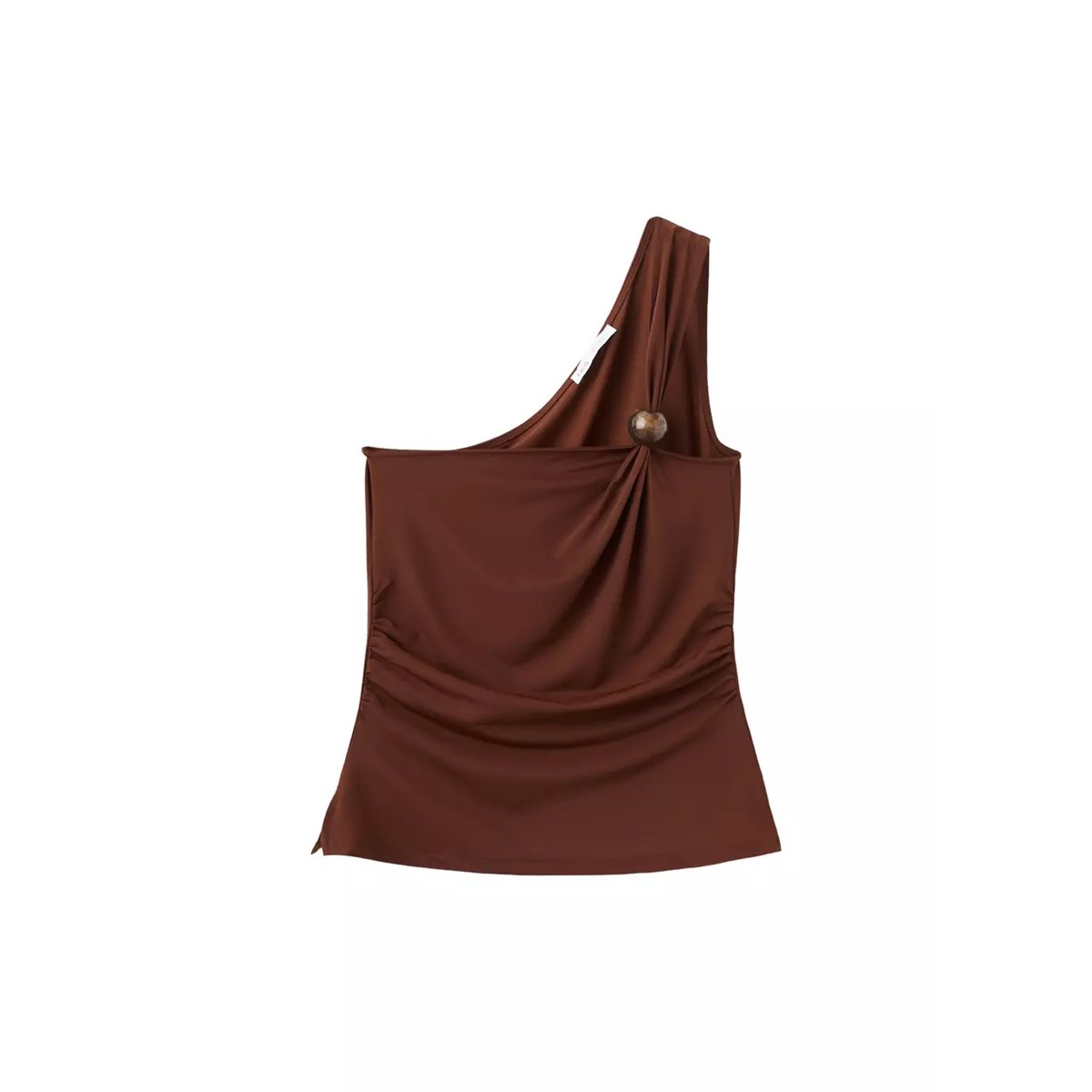 Top asymétrique détail boule orange brûlé, MANGO
