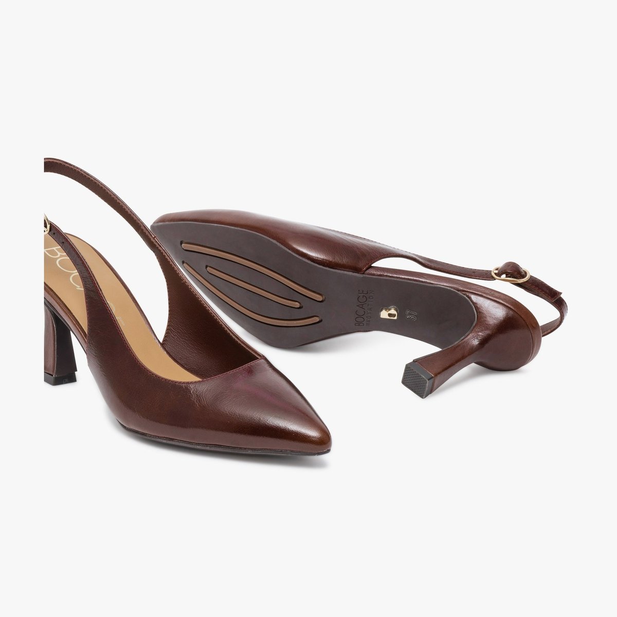 Escarpin en cuir DELPHIE marron chocolat, BOCAGE