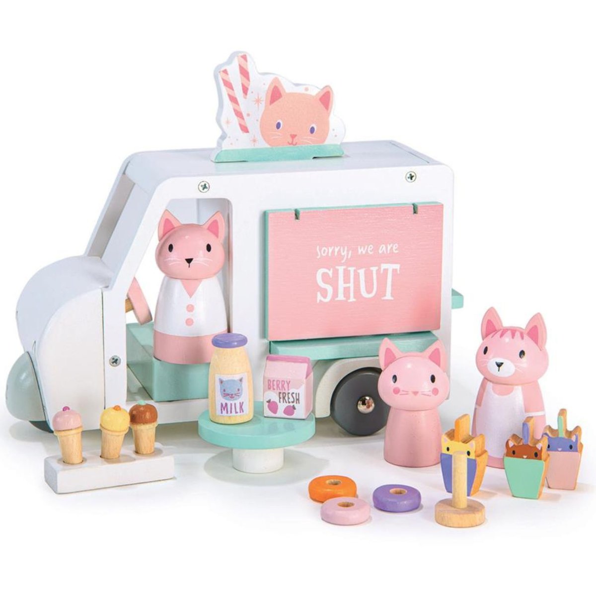 Camionnette à Milkshake Kitty blanc, rose, vert, TENDER LEAF TOYS