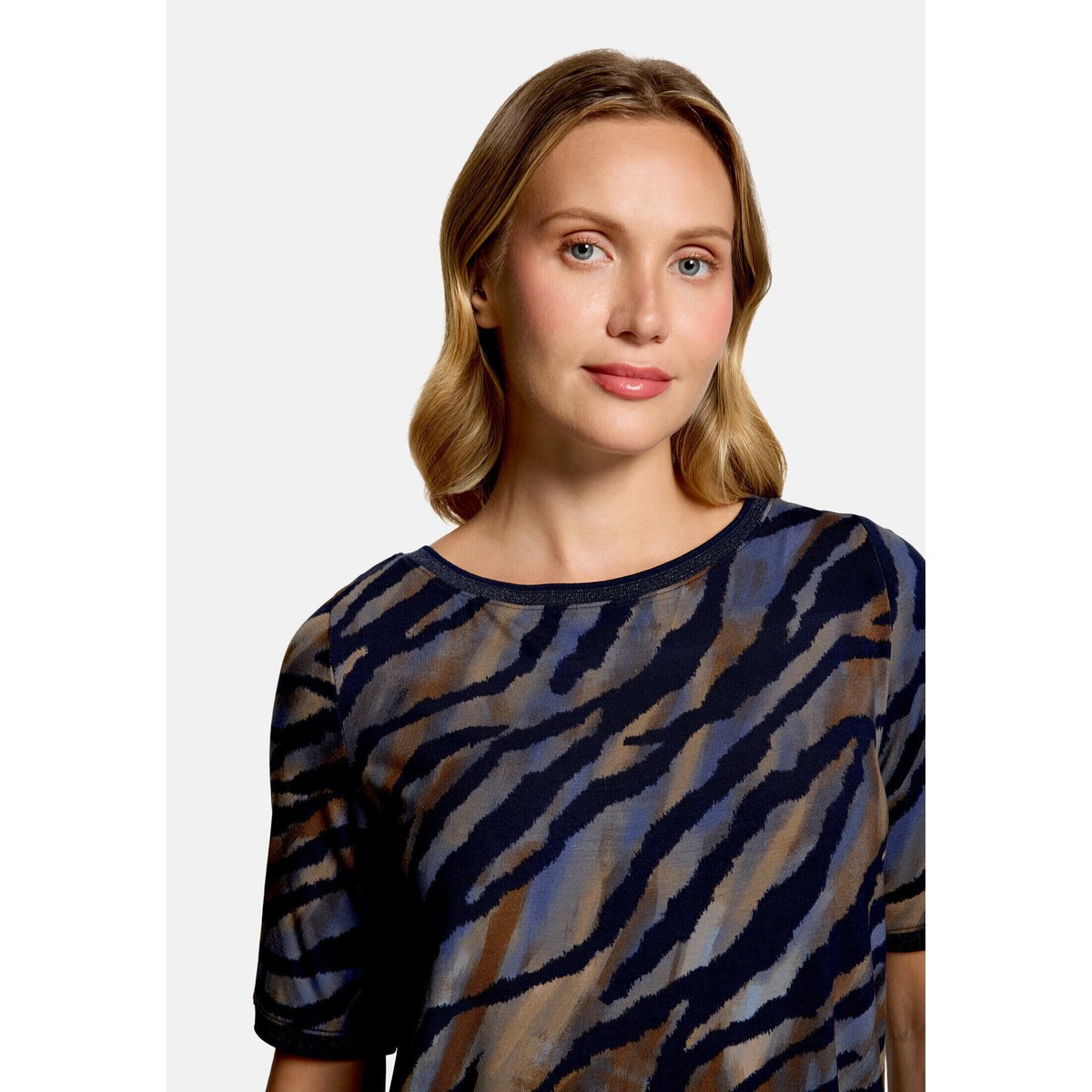 Haut casual à cordon coulissant sous tunnel bleu/marron, BETTY BARCLAY