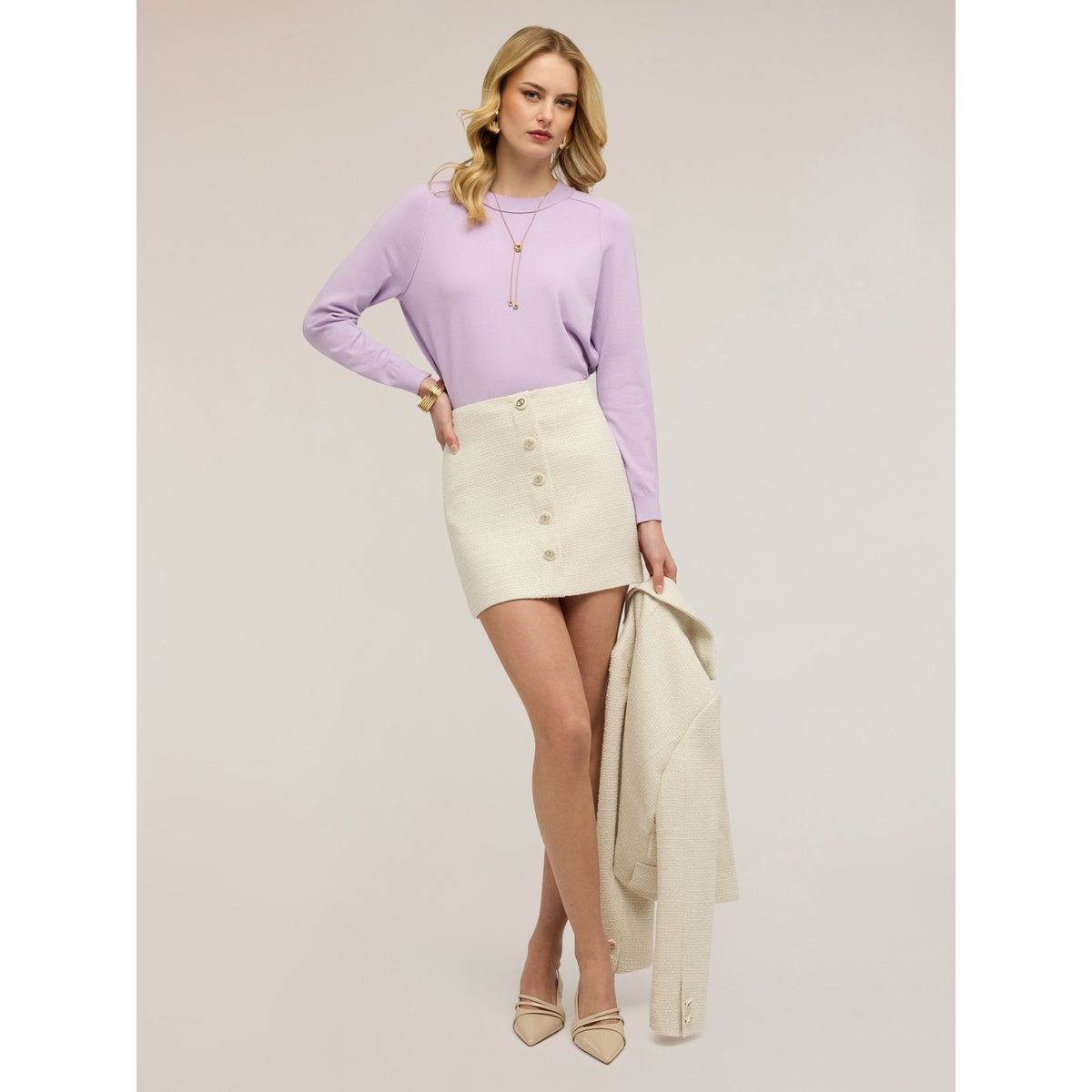 Pull à rayures en mélange de viscose violet, MOTIVI