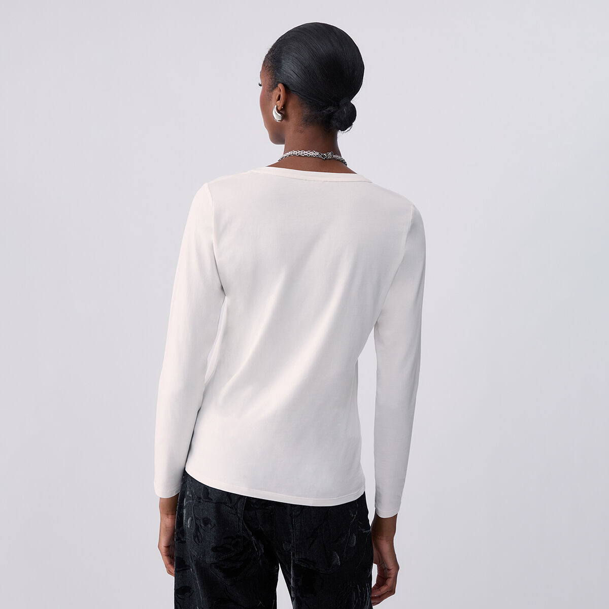 T-shirt à manches longues avec sequins blanc, LIU JO