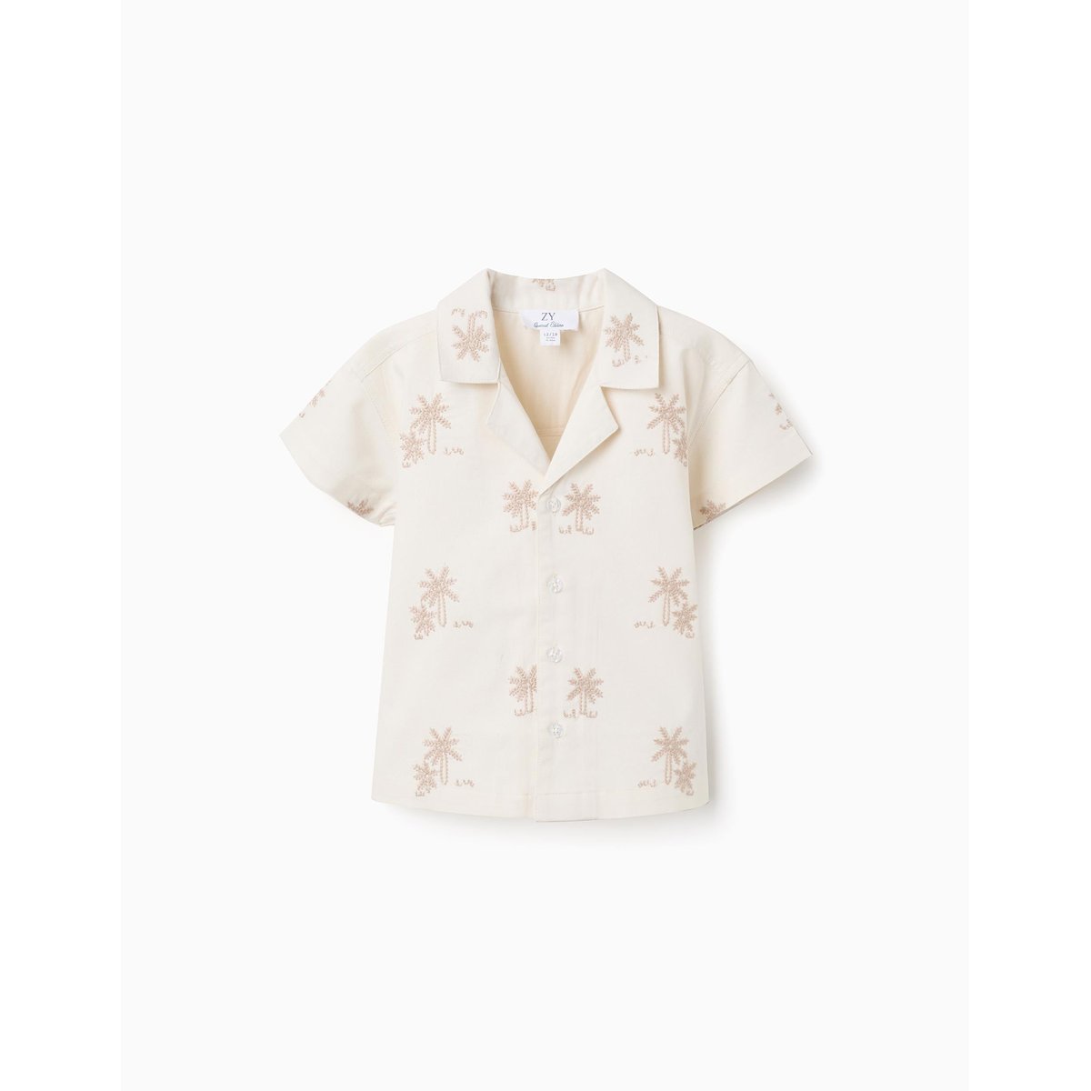 Chemise en coton avec palmiers brodés blanc, ZIPPY